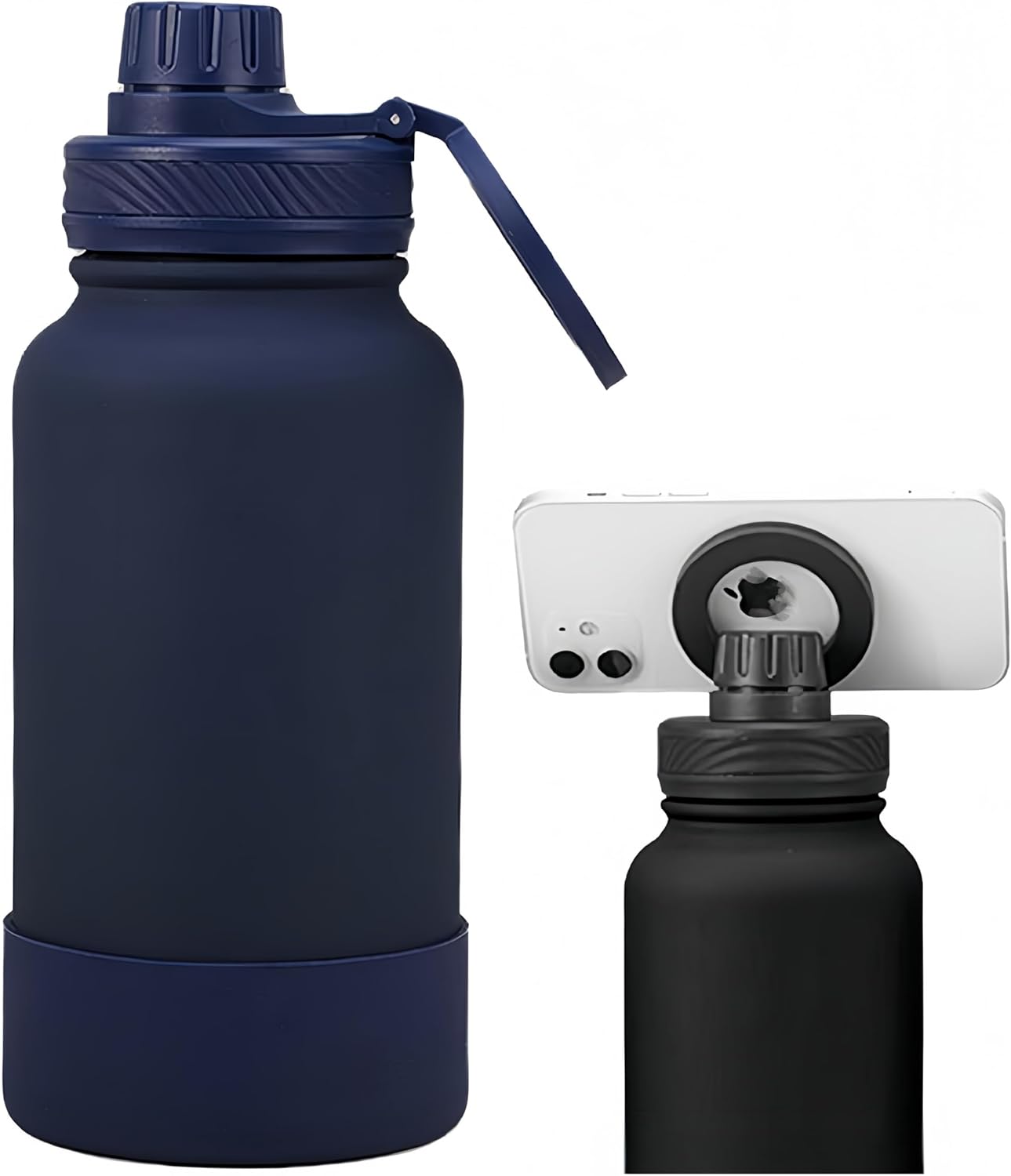 Megnetic geïsoleerde sportwaterfles met 360° draaibaar statief Telefoonhouder Compatibel met Magsafe. Niet verkocht of gemaakt door Magsafe(beige, 623 g)