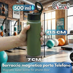 Magnetische drinkfles van roestvrij staal, 500 ml, met geïntegreerde magneetvoet, 21,5 x 7 cm, verkrijgbaar in 6 kleuren (groen)