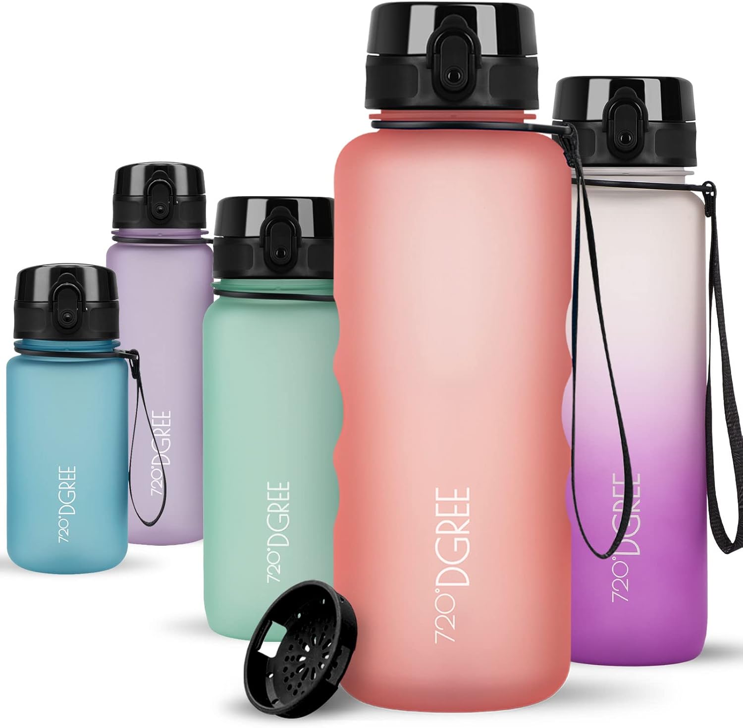 720°DGREE uberBottle Drinkfles, waterfles + fruitzeef, 350 ml, 500 ml, 650 ml, 1 l, 1,5 l, 2 l, BPA-vrij, waterdicht, lekvrij, herbruikbaar, licht, ideaal voor school, sport, fitness, fitnessstudio