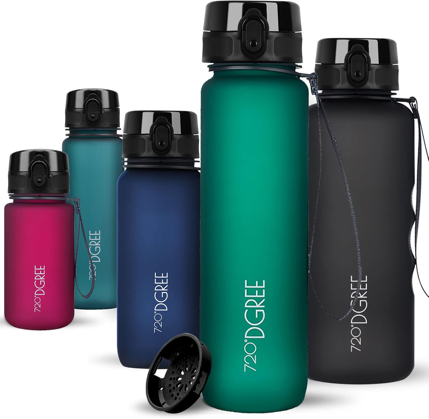 720°DGREE uberBottle Drinkfles, waterfles + fruitzeef, 350 ml, 500 ml, 650 ml, 1 l, 1,5 l, 2 l, BPA-vrij, waterdicht, lekvrij, herbruikbaar, licht, ideaal voor school, sport, fitness, fitnessstudio