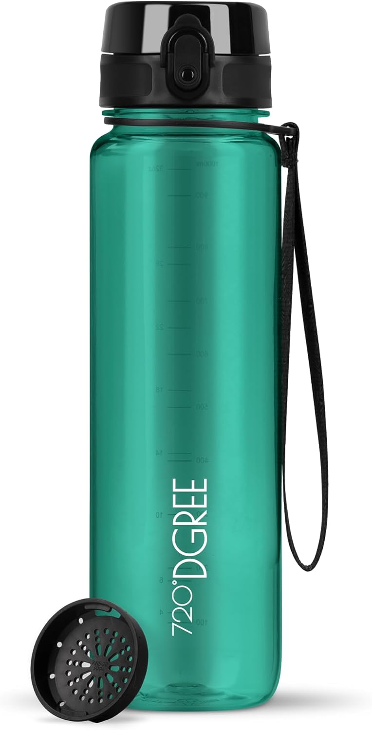 720°DGREE uberBottle Drinkfles, waterfles + fruitzeef, 350 ml, 500 ml, 650 ml, 1 l, 1,5 l, 2 l, BPA-vrij, waterdicht, lekvrij, herbruikbaar, licht, ideaal voor school, sport, fitness, fitnessstudio