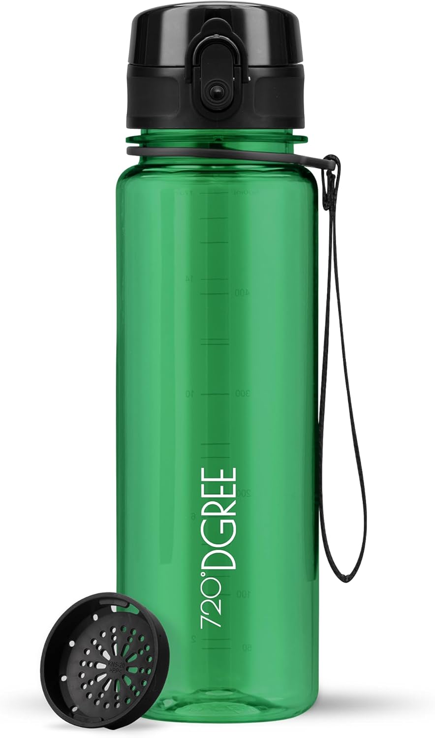 720°DGREE uberBottle Drinkfles, waterfles + fruitzeef, 350 ml, 500 ml, 650 ml, 1 l, 1,5 l, 2 l, BPA-vrij, waterdicht, lekvrij, herbruikbaar, licht, ideaal voor school, sport, fitness, fitnessstudio