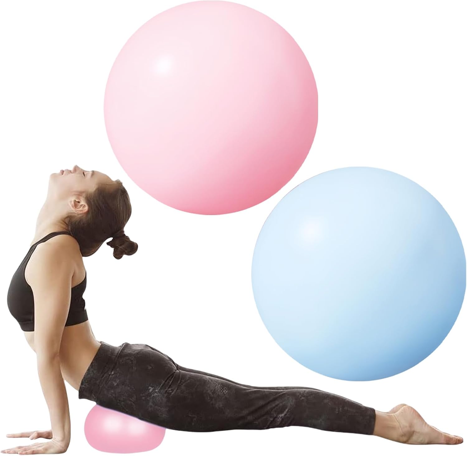 flintronic 25 cm mini pilatesbal, kleine anti-burst oefenbal voor yoga, pilates, balans, fysiotherapie, stretching en core fitness - inclusief stabiliteitsbal workoutgids