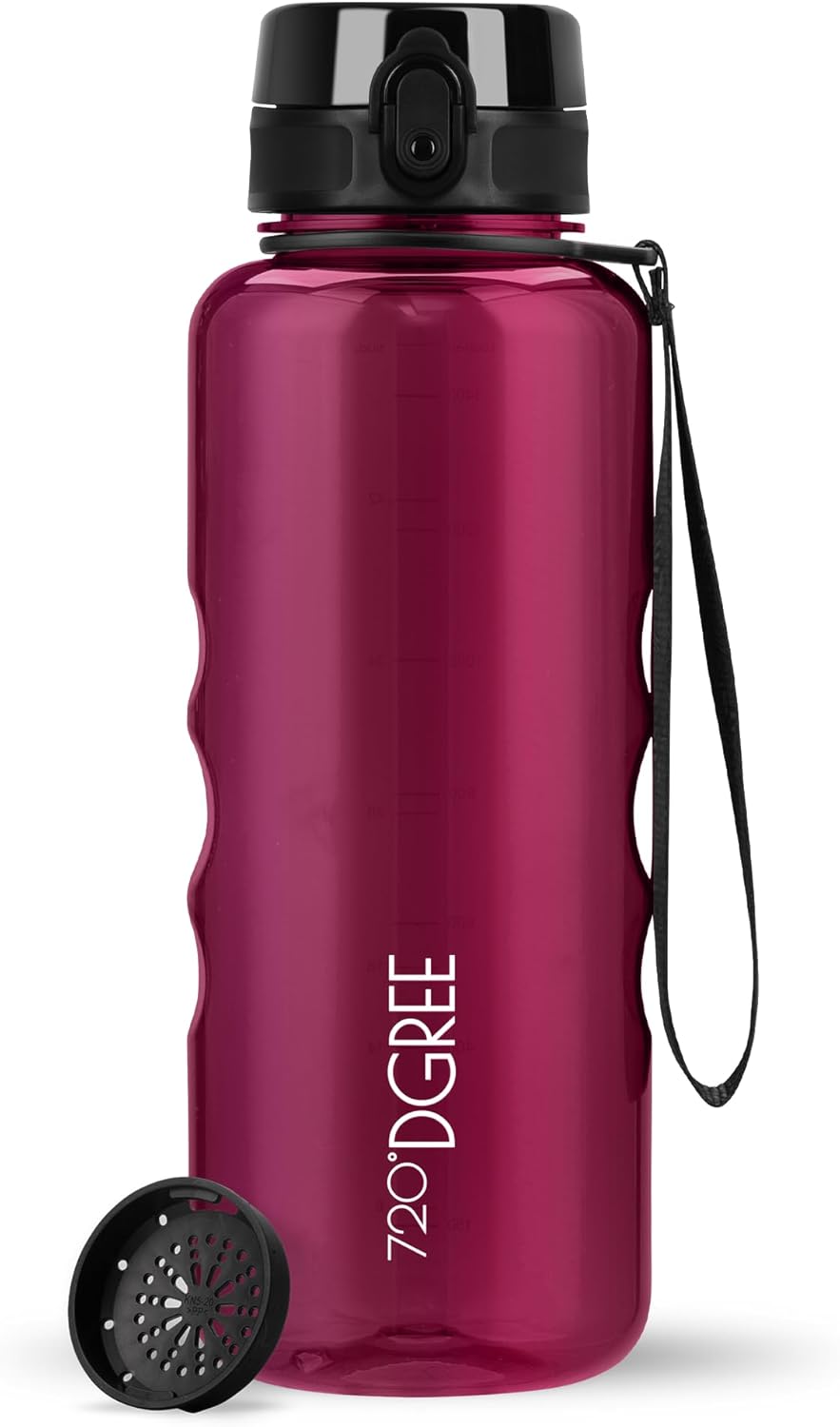 720°DGREE uberBottle Drinkfles, waterfles + fruitzeef, 350 ml, 500 ml, 650 ml, 1 l, 1,5 l, 2 l, BPA-vrij, waterdicht, lekvrij, herbruikbaar, licht, ideaal voor school, sport, fitness, fitnessstudio