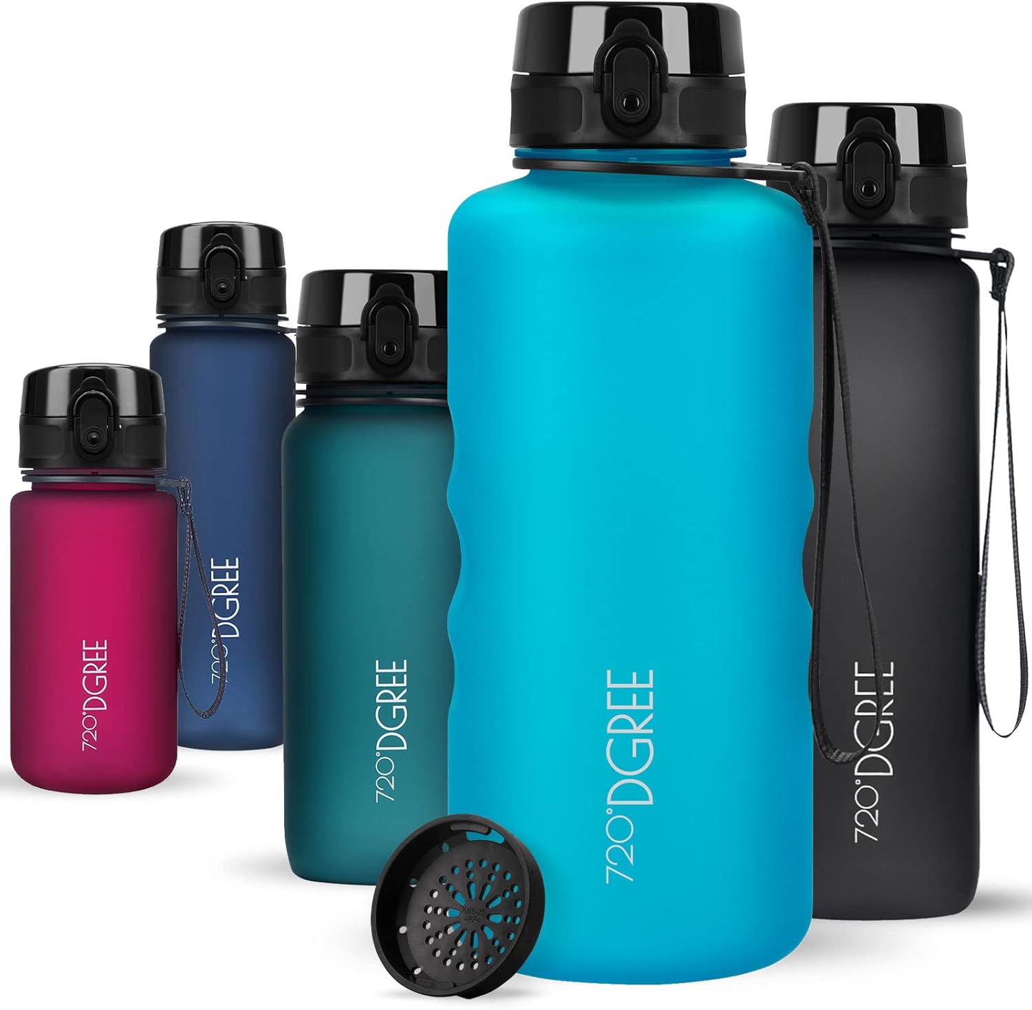 720°DGREE uberBottle Drinkfles, waterfles + fruitzeef, 350 ml, 500 ml, 650 ml, 1 l, 1,5 l, 2 l, BPA-vrij, waterdicht, lekvrij, herbruikbaar, licht, ideaal voor school, sport, fitness, fitnessstudio
