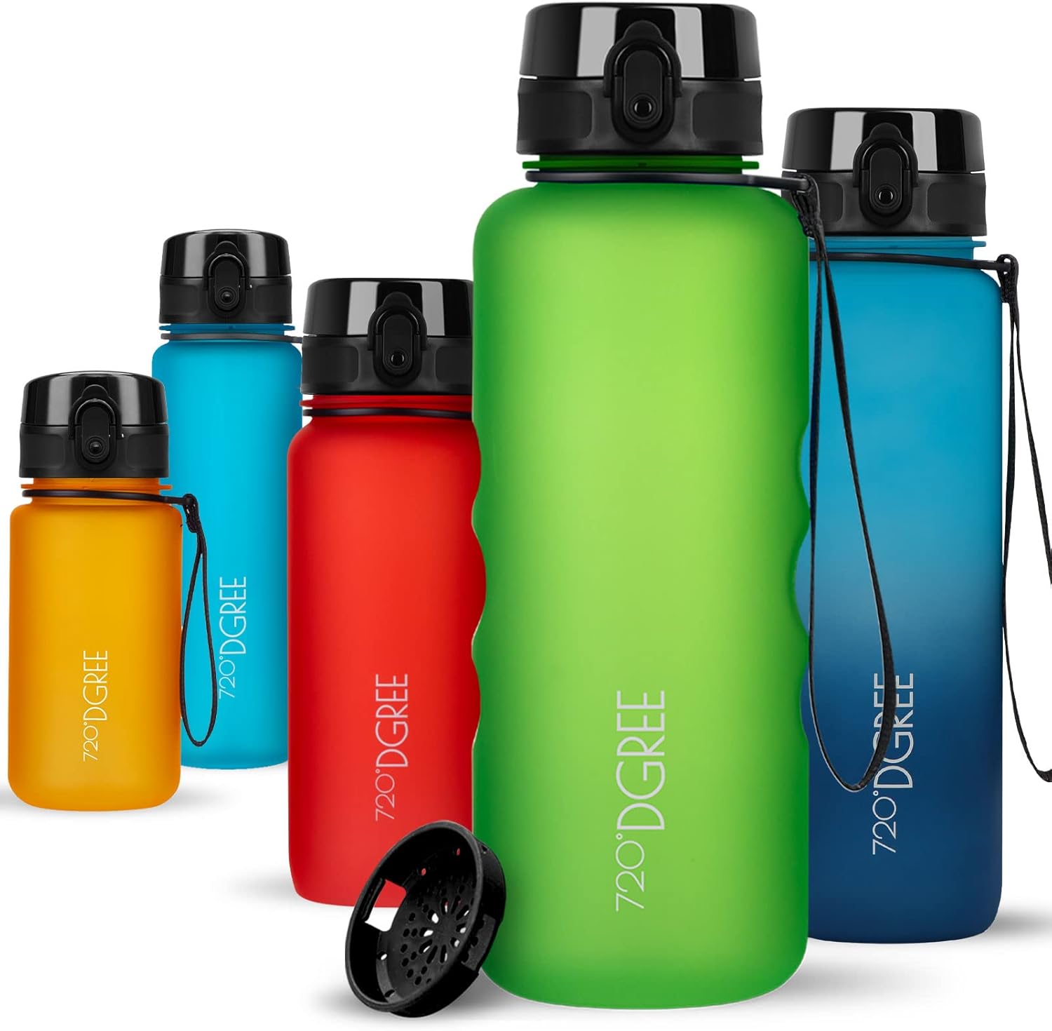 720°DGREE uberBottle Drinkfles, waterfles + fruitzeef, 350 ml, 500 ml, 650 ml, 1 l, 1,5 l, 2 l, BPA-vrij, waterdicht, lekvrij, herbruikbaar, licht, ideaal voor school, sport, fitness, fitnessstudio