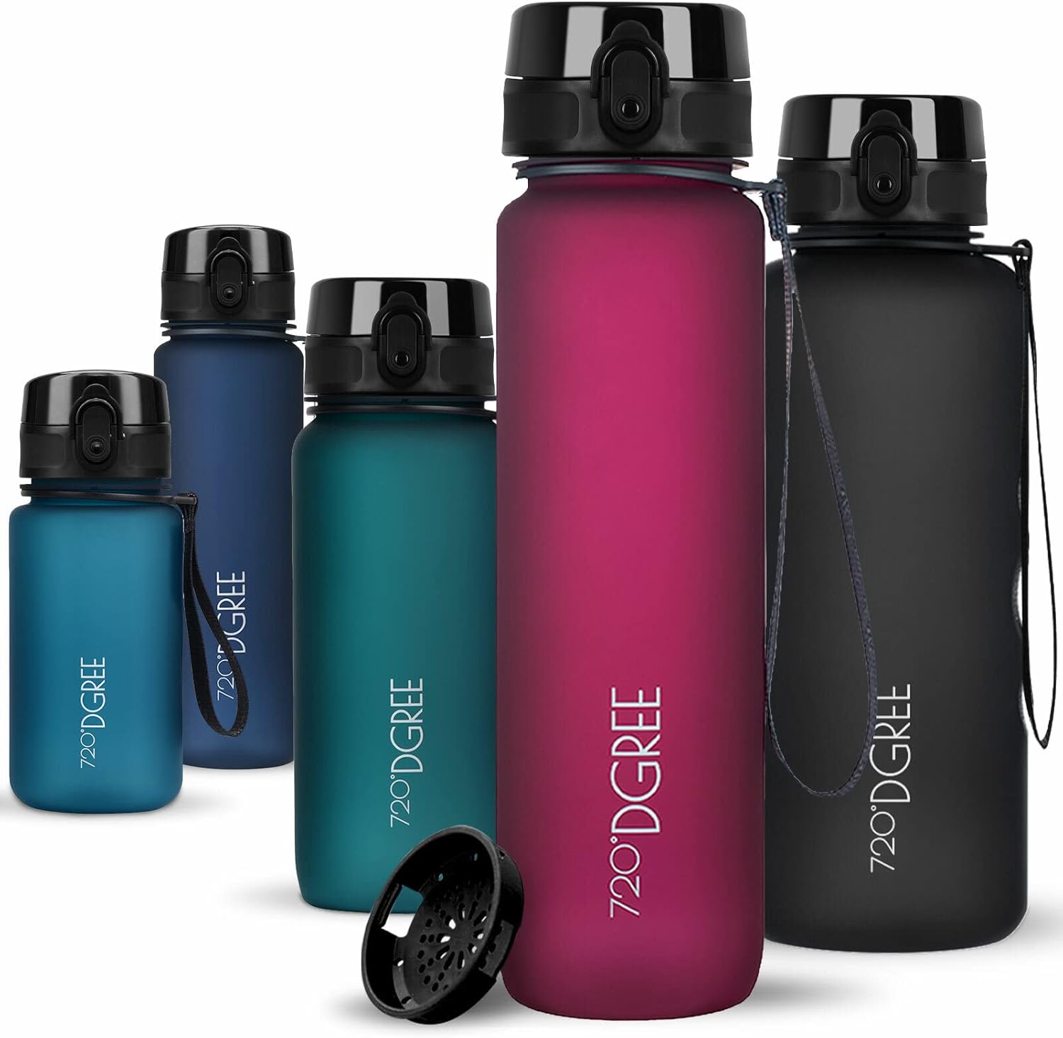 720°DGREE uberBottle Drinkfles, waterfles + fruitzeef, 350 ml, 500 ml, 650 ml, 1 l, 1,5 l, 2 l, BPA-vrij, waterdicht, lekvrij, herbruikbaar, licht, ideaal voor school, sport, fitness, fitnessstudio