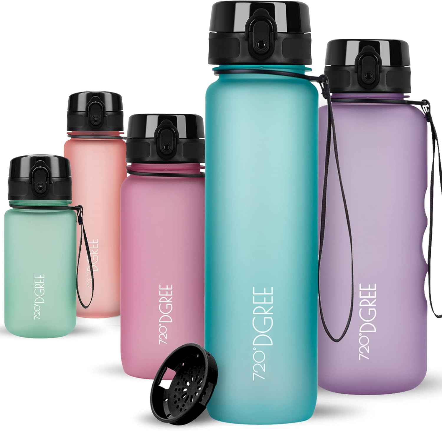 720°DGREE uberBottle Drinkfles, waterfles + fruitzeef, 350 ml, 500 ml, 650 ml, 1 l, 1,5 l, 2 l, BPA-vrij, waterdicht, lekvrij, herbruikbaar, licht, ideaal voor school, sport, fitness, fitnessstudio