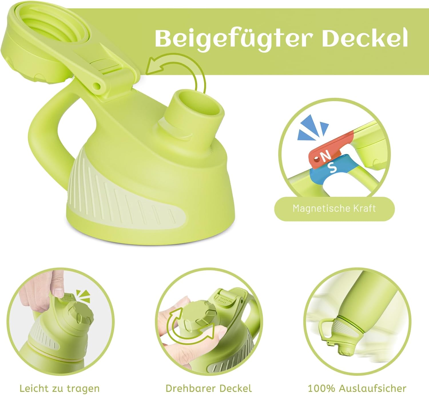 Fjbottle RVS Waterfles Sport met Magnetische Dop – 1500ml, 1000ml, 800ml, 600ml, 400ml – BPA-vrij & Lekvrij – Geschikt voor Koolzuur – Thermosfles voor School, Fitness, Kinderen