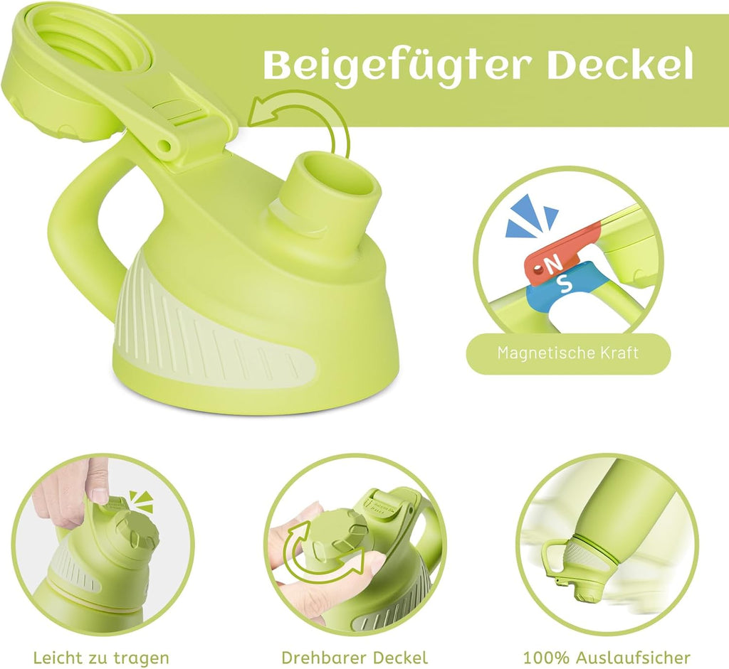 Fjbottle RVS Waterfles Sport met Magnetische Dop – 1500ml, 1000ml, 800ml, 600ml, 400ml – BPA-vrij & Lekvrij – Geschikt voor Koolzuur – Thermosfles voor School, Fitness, Kinderen