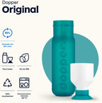 Dopper Original Drinkfles Tidal Teal 450ml - 100% Recyclebare Waterfles - BPA- en ftalaatvrij - Ideale Waterfles voor Onderweg, Fitness & Kantoor