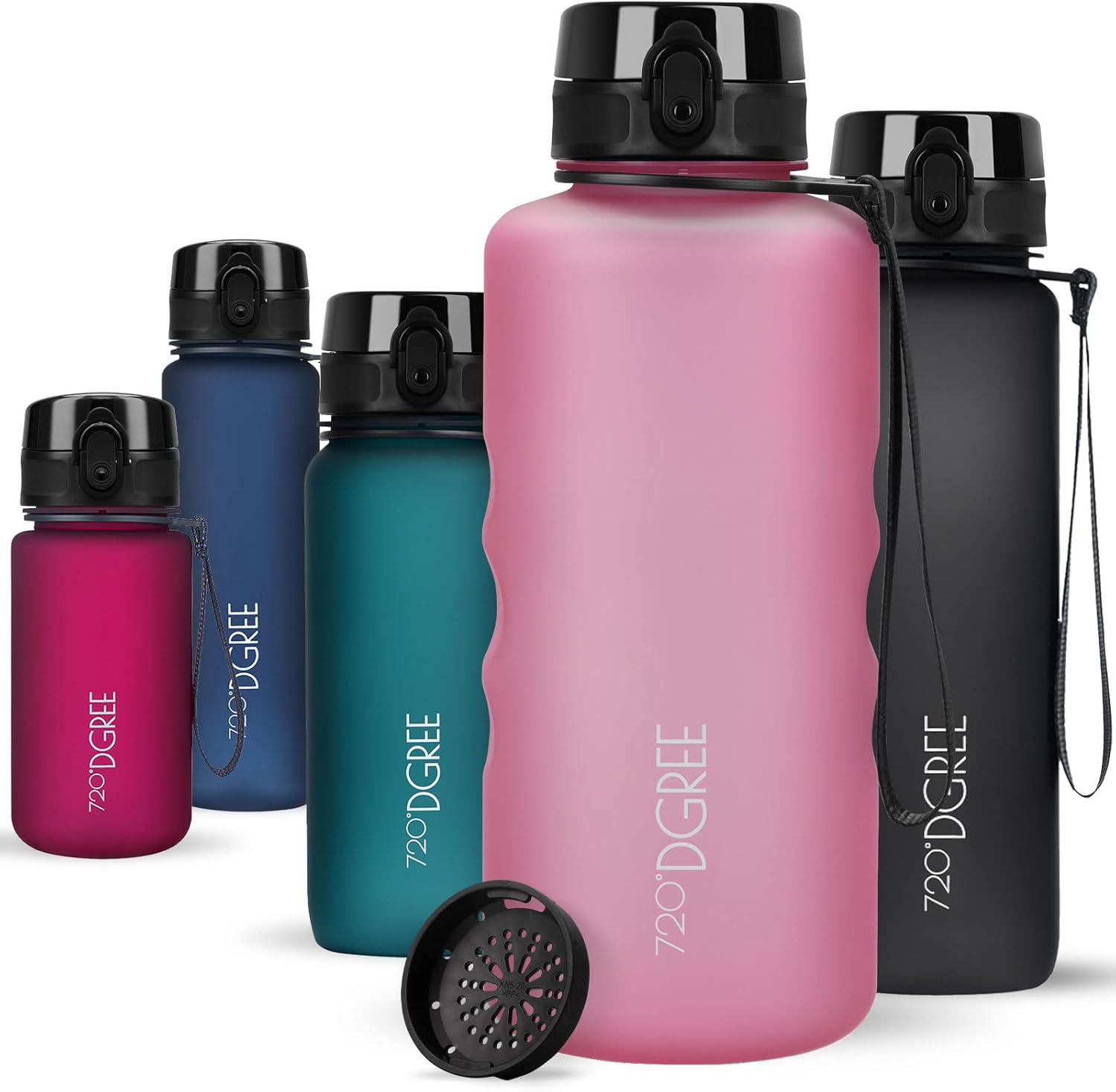 720°DGREE uberBottle Drinkfles, waterfles + fruitzeef, 350 ml, 500 ml, 650 ml, 1 l, 1,5 l, 2 l, BPA-vrij, waterdicht, lekvrij, herbruikbaar, licht, ideaal voor school, sport, fitness, fitnessstudio