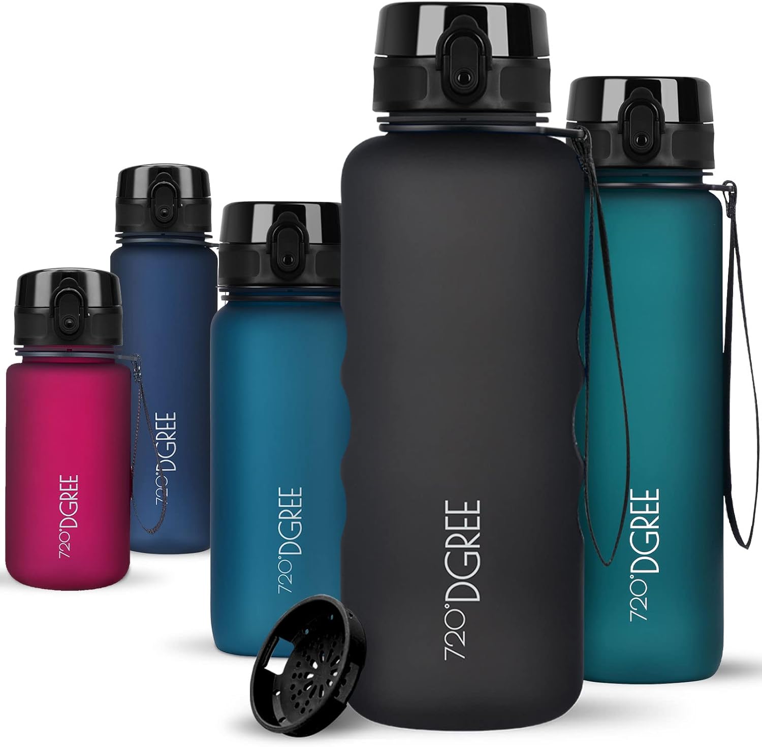 720°DGREE uberBottle Drinkfles, waterfles + fruitzeef, 350 ml, 500 ml, 650 ml, 1 l, 1,5 l, 2 l, BPA-vrij, waterdicht, lekvrij, herbruikbaar, licht, ideaal voor school, sport, fitness, fitnessstudio