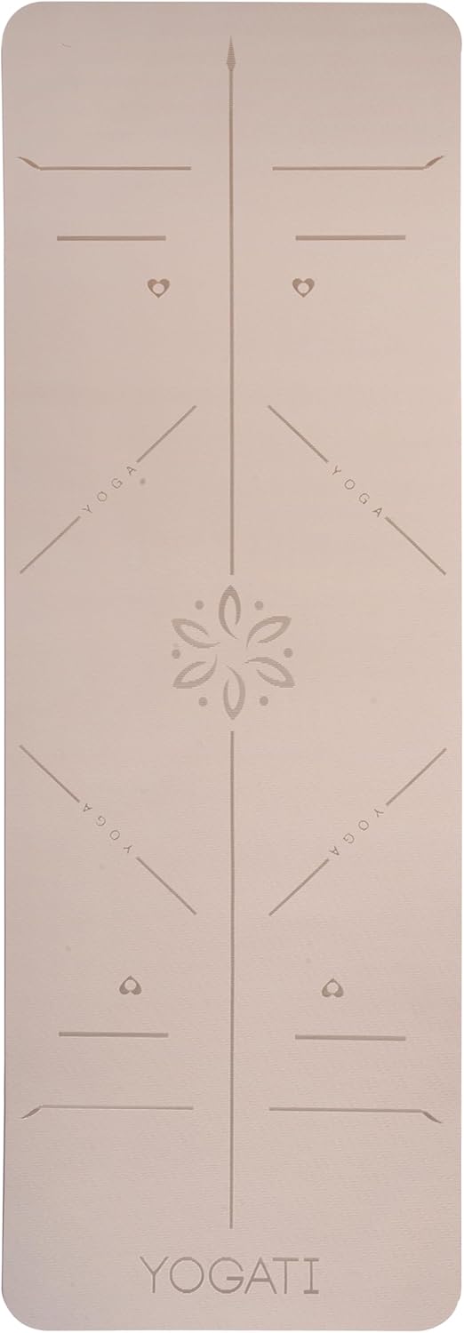YOGATI – milieuvriendelijke yogamat - TPE, non-slip en dikke yogamat. Yoga Matten met Body Alignment Lines. Perfect Pilates Mat voor workout oefening, Gym en Fitness.