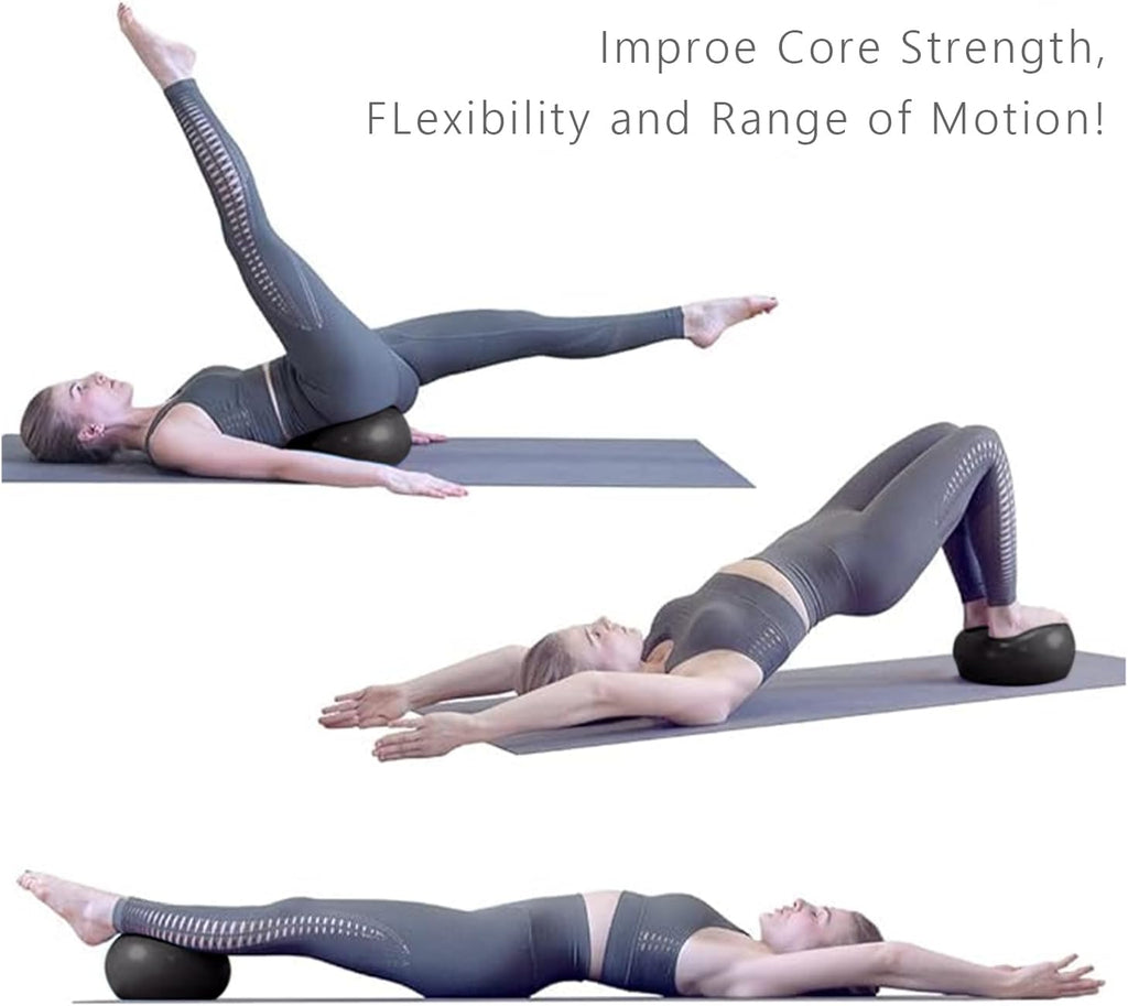 flintronic 25 cm mini pilatesbal, kleine anti-burst oefenbal voor yoga, pilates, balans, fysiotherapie, stretching en core fitness - inclusief stabiliteitsbal workoutgids