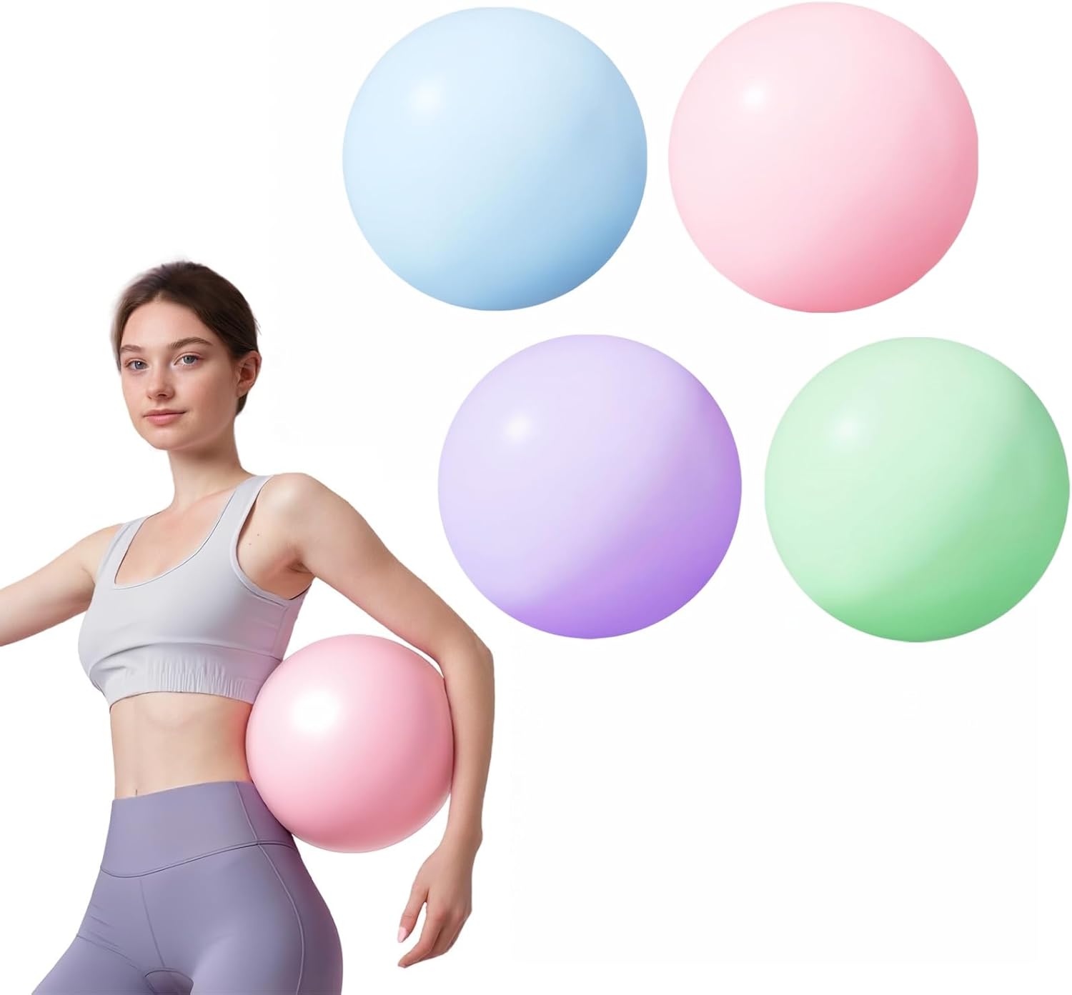 flintronic 25 cm mini pilatesbal, kleine anti-burst oefenbal voor yoga, pilates, balans, fysiotherapie, stretching en core fitness - inclusief stabiliteitsbal workoutgids