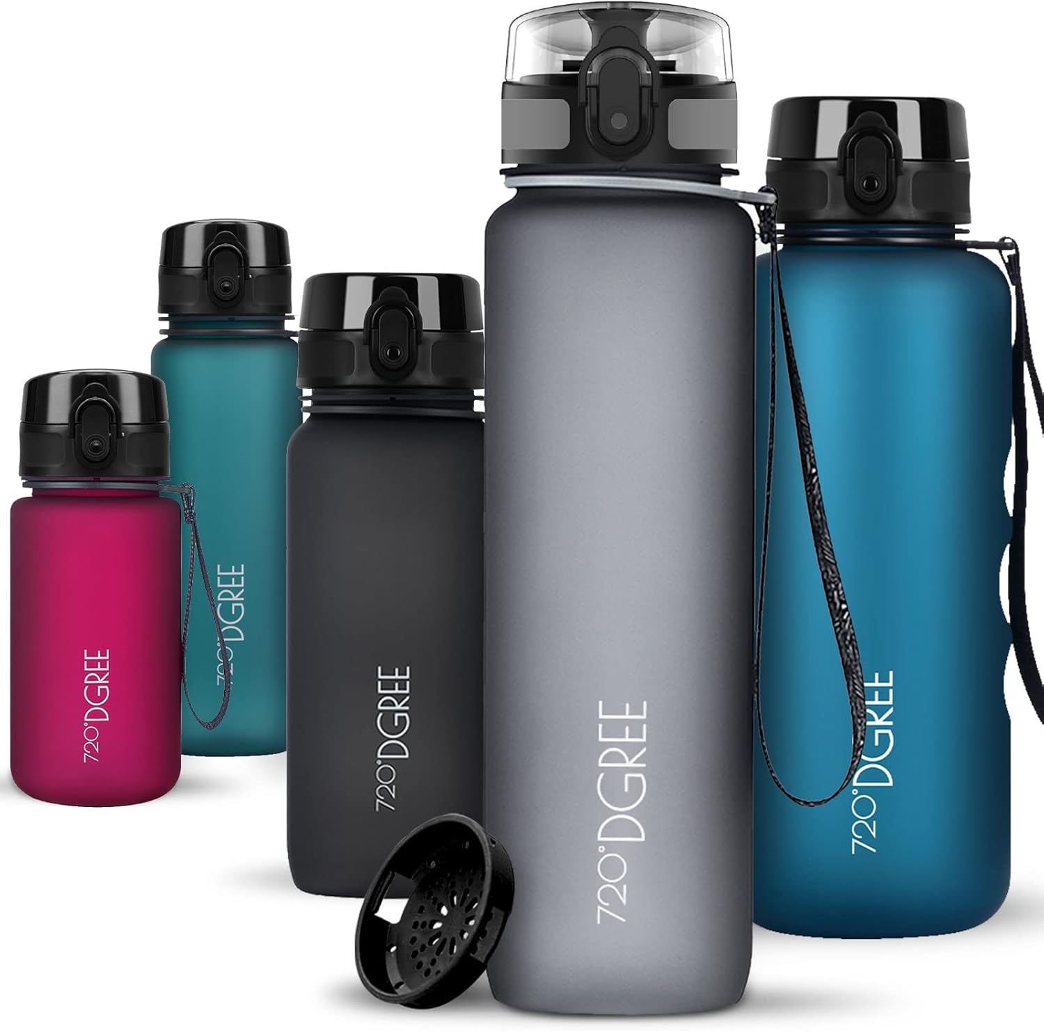 720°DGREE uberBottle Drinkfles, waterfles + fruitzeef, 350 ml, 500 ml, 650 ml, 1 l, 1,5 l, 2 l, BPA-vrij, waterdicht, lekvrij, herbruikbaar, licht, ideaal voor school, sport, fitness, fitnessstudio
