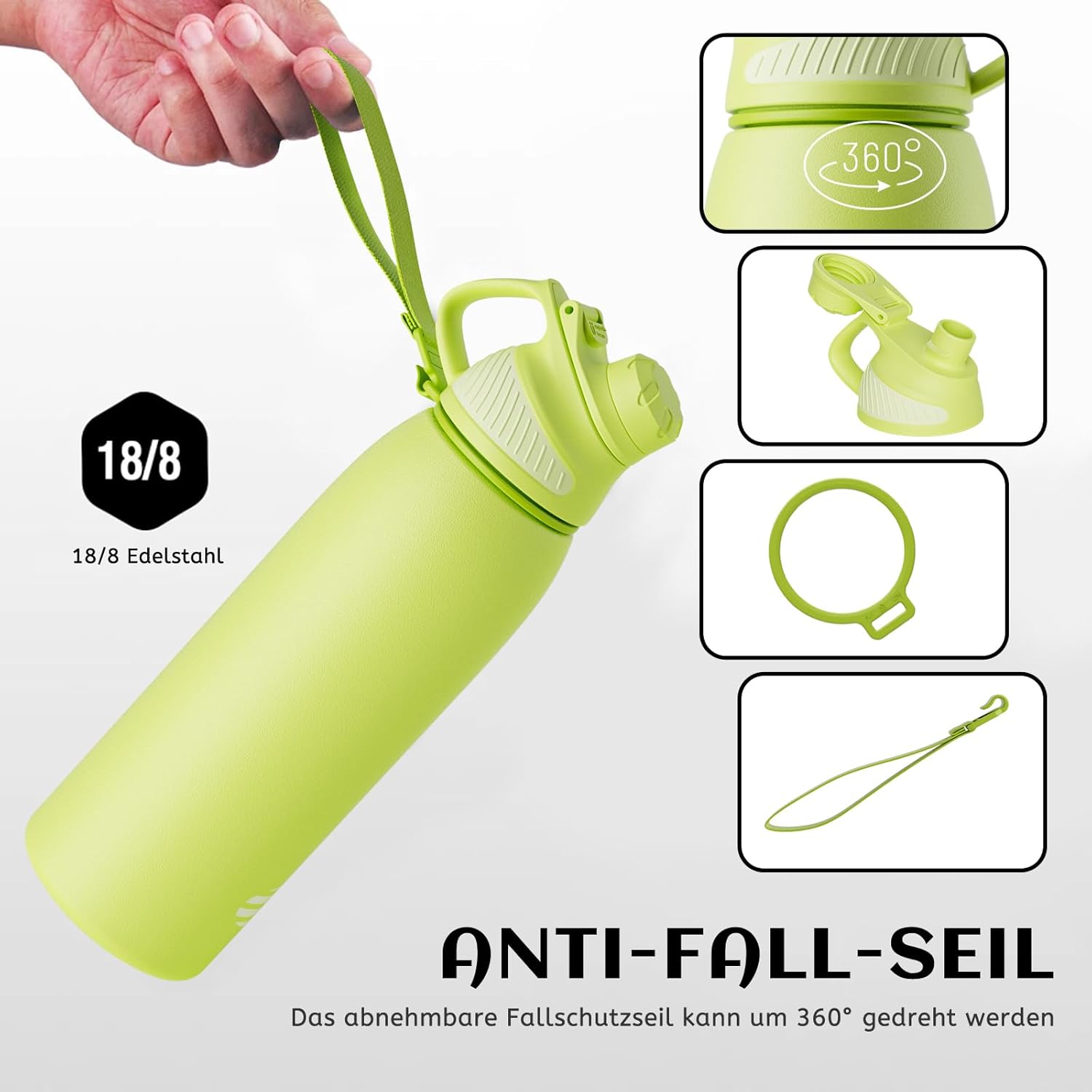 Fjbottle RVS Waterfles Sport met Magnetische Dop – 1500ml, 1000ml, 800ml, 600ml, 400ml – BPA-vrij & Lekvrij – Geschikt voor Koolzuur – Thermosfles voor School, Fitness, Kinderen