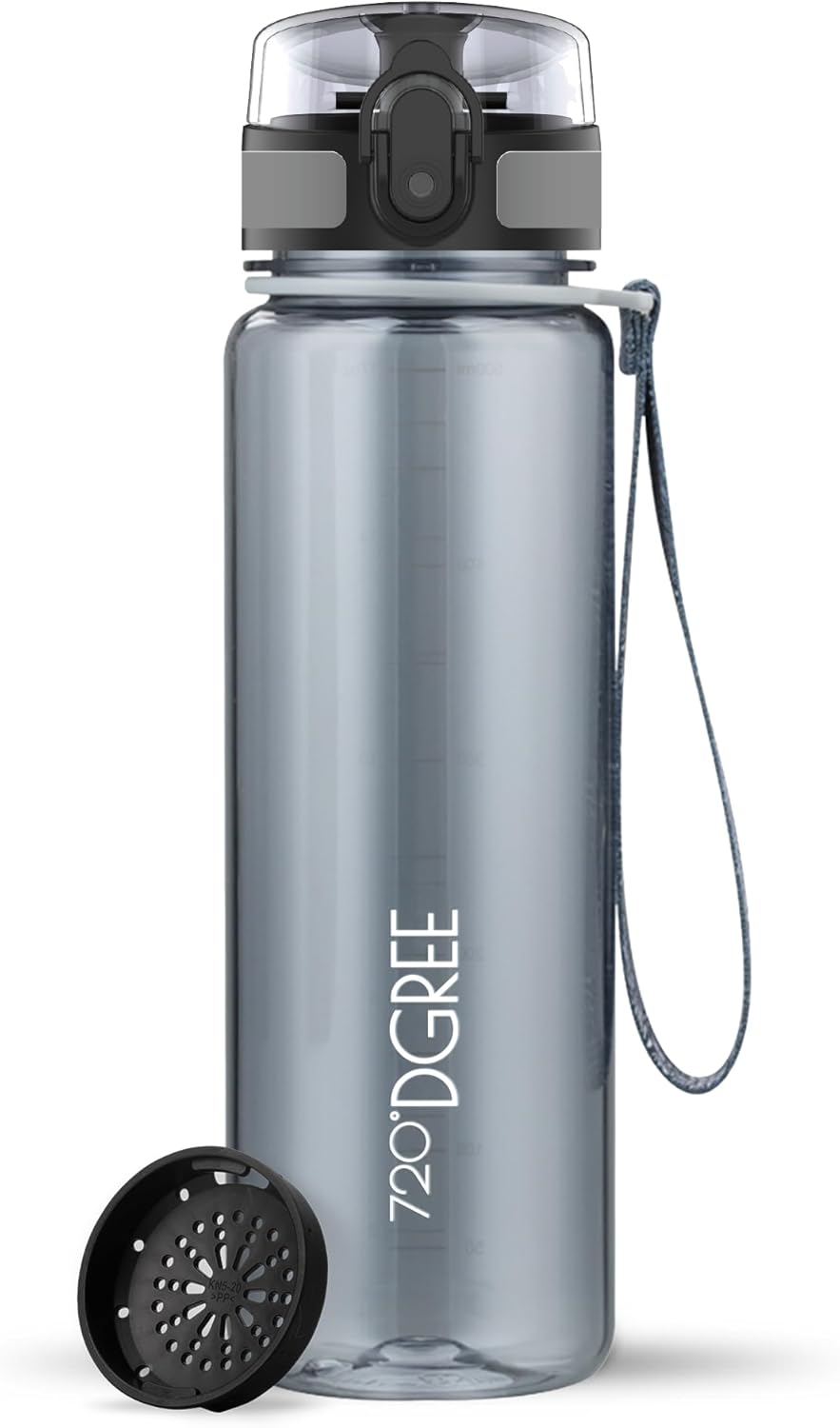 720°DGREE uberBottle Drinkfles, waterfles + fruitzeef, 350 ml, 500 ml, 650 ml, 1 l, 1,5 l, 2 l, BPA-vrij, waterdicht, lekvrij, herbruikbaar, licht, ideaal voor school, sport, fitness, fitnessstudio