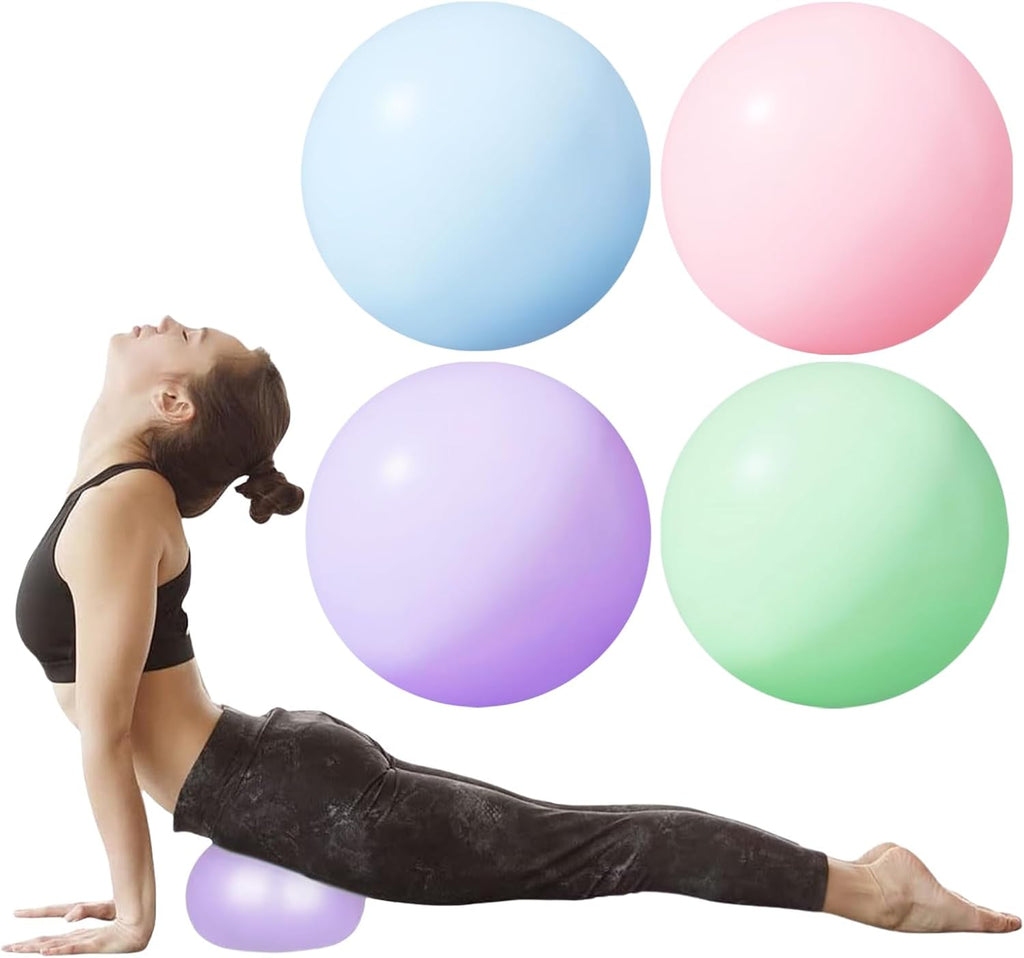 flintronic 25 cm mini pilatesbal, kleine anti-burst oefenbal voor yoga, pilates, balans, fysiotherapie, stretching en core fitness - inclusief stabiliteitsbal workoutgids