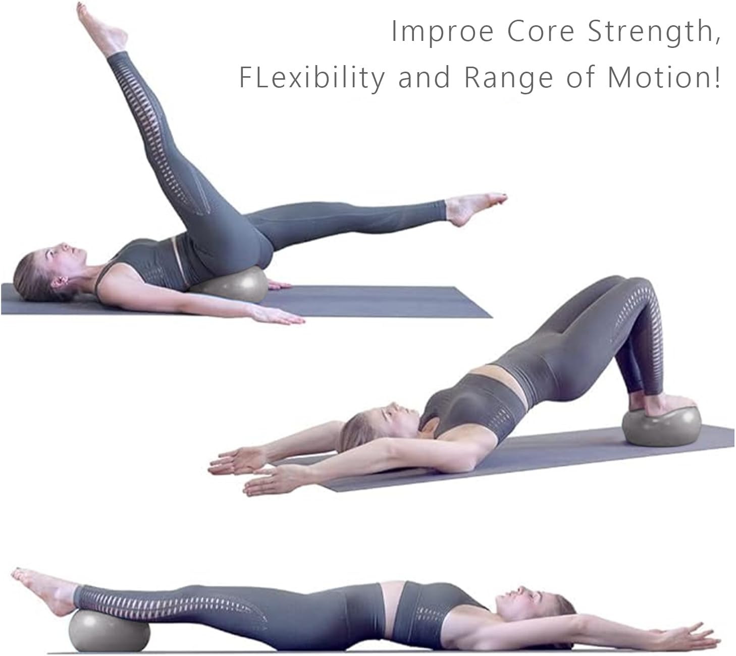 flintronic 25 cm mini pilatesbal, kleine anti-burst oefenbal voor yoga, pilates, balans, fysiotherapie, stretching en core fitness - inclusief stabiliteitsbal workoutgids