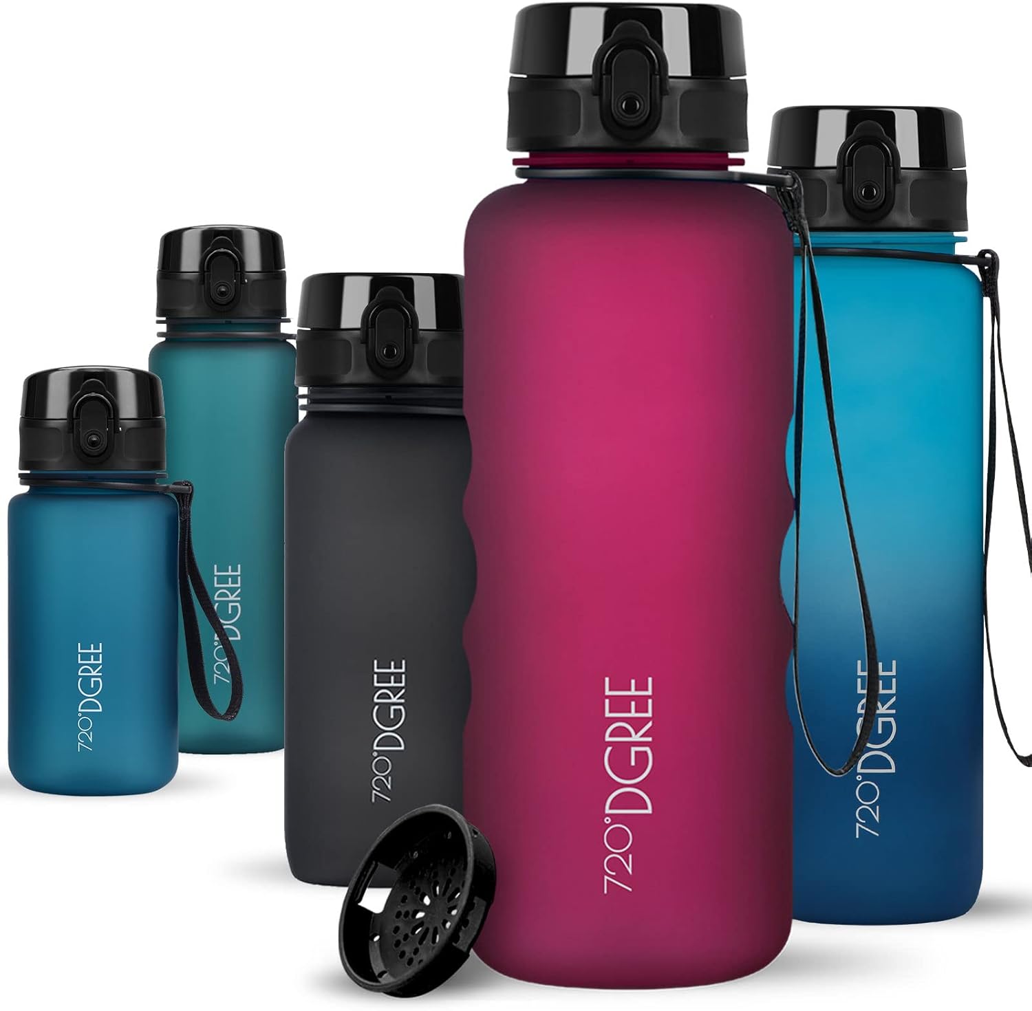 720°DGREE uberBottle Drinkfles, waterfles + fruitzeef, 350 ml, 500 ml, 650 ml, 1 l, 1,5 l, 2 l, BPA-vrij, waterdicht, lekvrij, herbruikbaar, licht, ideaal voor school, sport, fitness, fitnessstudio