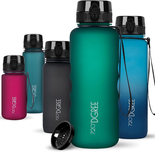 720°DGREE uberBottle Drinkfles, waterfles + fruitzeef, 350 ml, 500 ml, 650 ml, 1 l, 1,5 l, 2 l, BPA-vrij, waterdicht, lekvrij, herbruikbaar, licht, ideaal voor school, sport, fitness, fitnessstudio