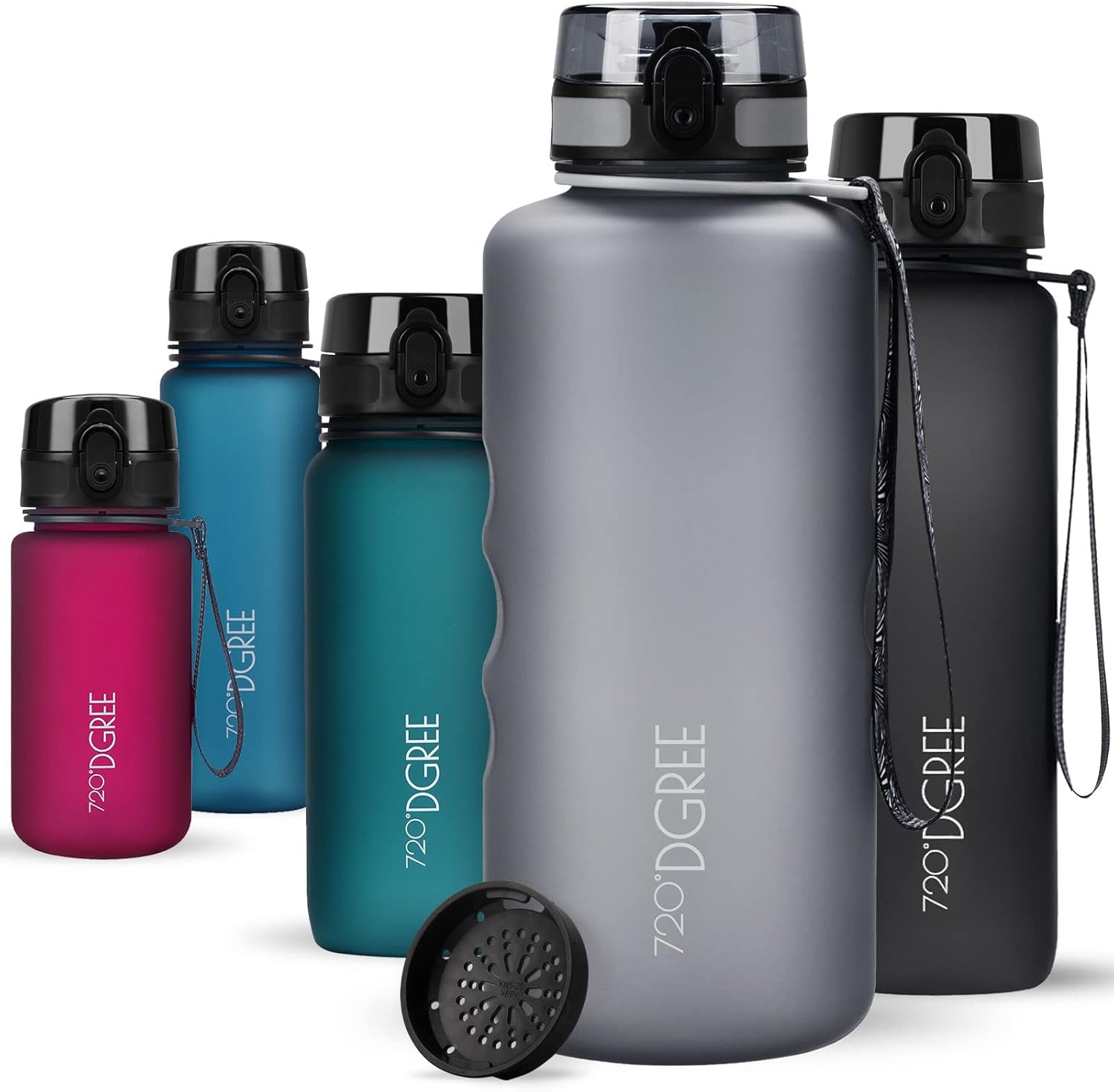 720°DGREE uberBottle Drinkfles, waterfles + fruitzeef, 350 ml, 500 ml, 650 ml, 1 l, 1,5 l, 2 l, BPA-vrij, waterdicht, lekvrij, herbruikbaar, licht, ideaal voor school, sport, fitness, fitnessstudio