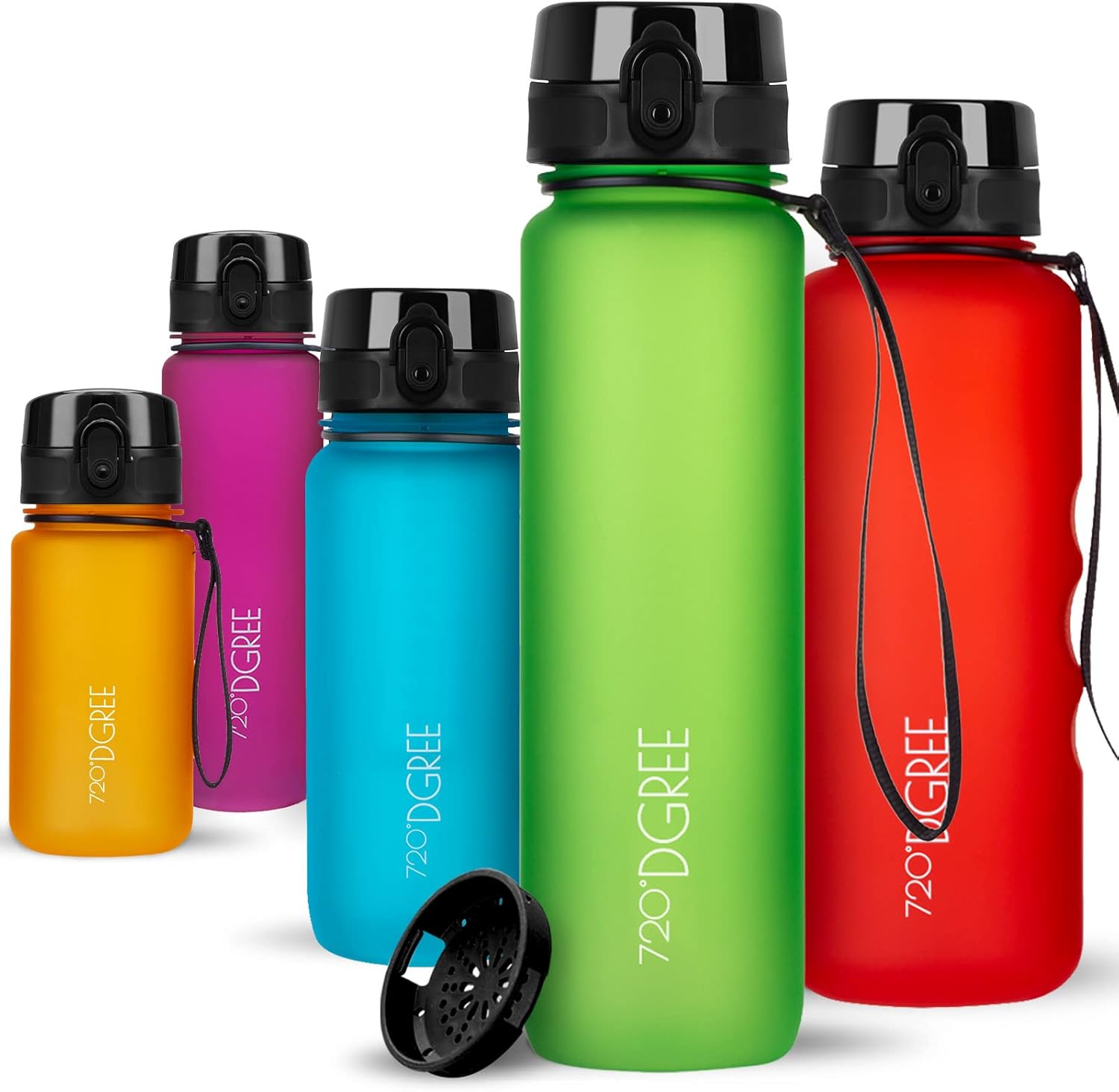 720°DGREE uberBottle Drinkfles, waterfles + fruitzeef, 350 ml, 500 ml, 650 ml, 1 l, 1,5 l, 2 l, BPA-vrij, waterdicht, lekvrij, herbruikbaar, licht, ideaal voor school, sport, fitness, fitnessstudio