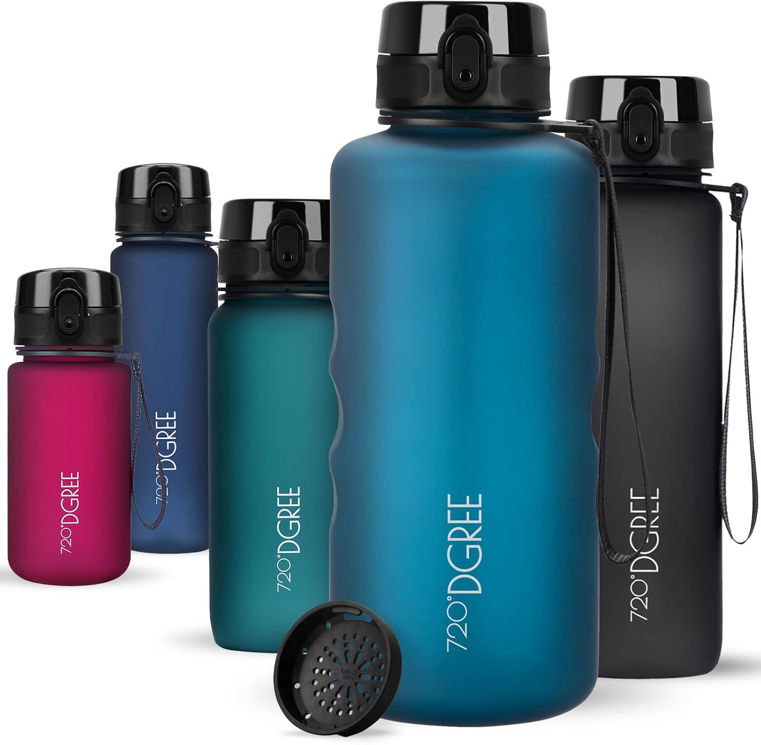 720°DGREE uberBottle Drinkfles, waterfles + fruitzeef, 350 ml, 500 ml, 650 ml, 1 l, 1,5 l, 2 l, BPA-vrij, waterdicht, lekvrij, herbruikbaar, licht, ideaal voor school, sport, fitness, fitnessstudio