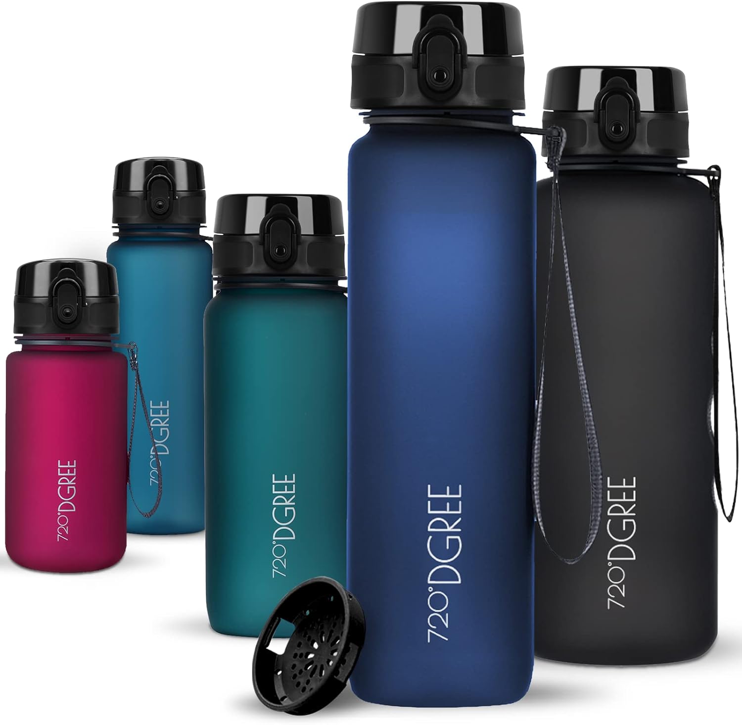 720°DGREE uberBottle Drinkfles, waterfles + fruitzeef, 350 ml, 500 ml, 650 ml, 1 l, 1,5 l, 2 l, BPA-vrij, waterdicht, lekvrij, herbruikbaar, licht, ideaal voor school, sport, fitness, fitnessstudio