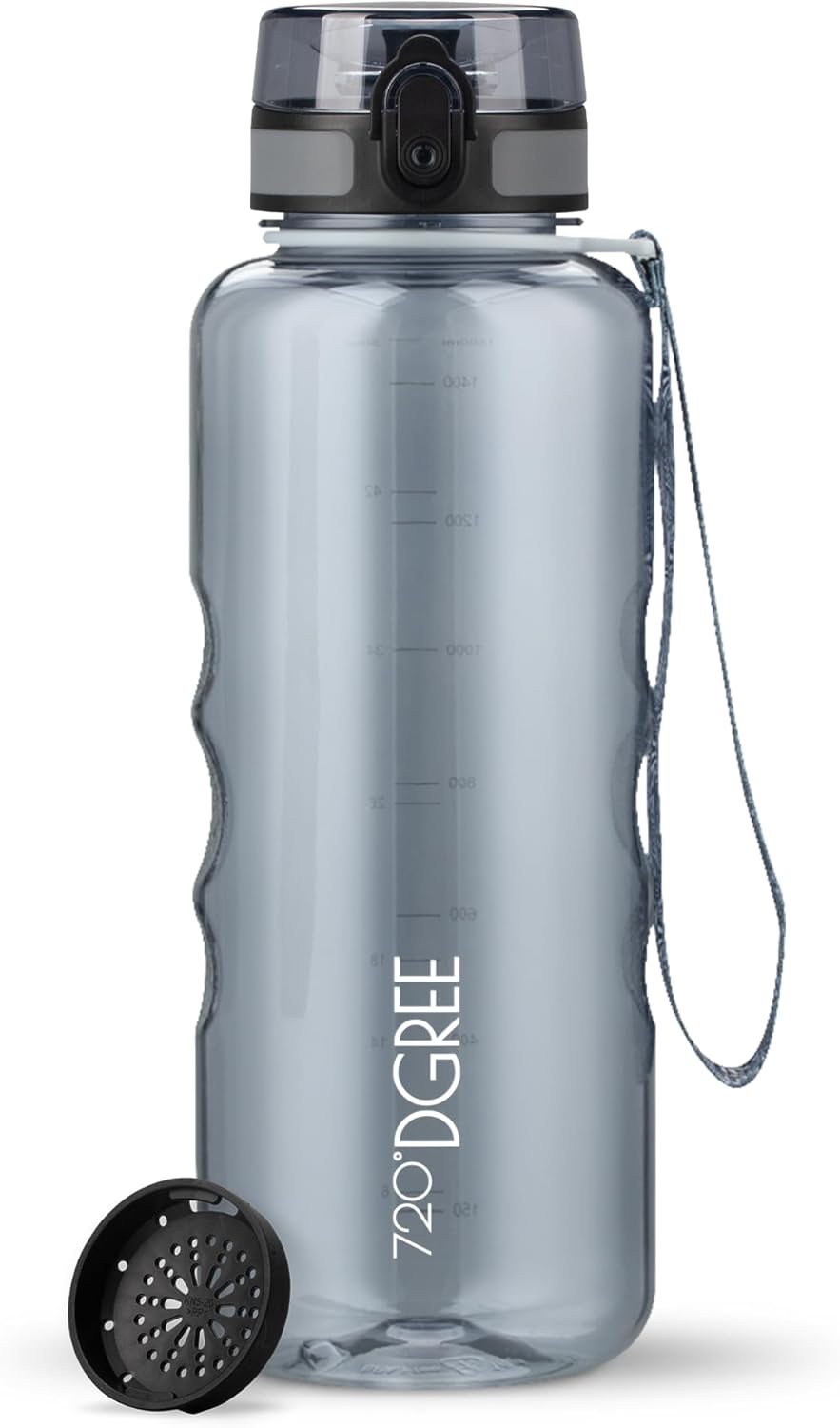 720°DGREE uberBottle Drinkfles, waterfles + fruitzeef, 350 ml, 500 ml, 650 ml, 1 l, 1,5 l, 2 l, BPA-vrij, waterdicht, lekvrij, herbruikbaar, licht, ideaal voor school, sport, fitness, fitnessstudio