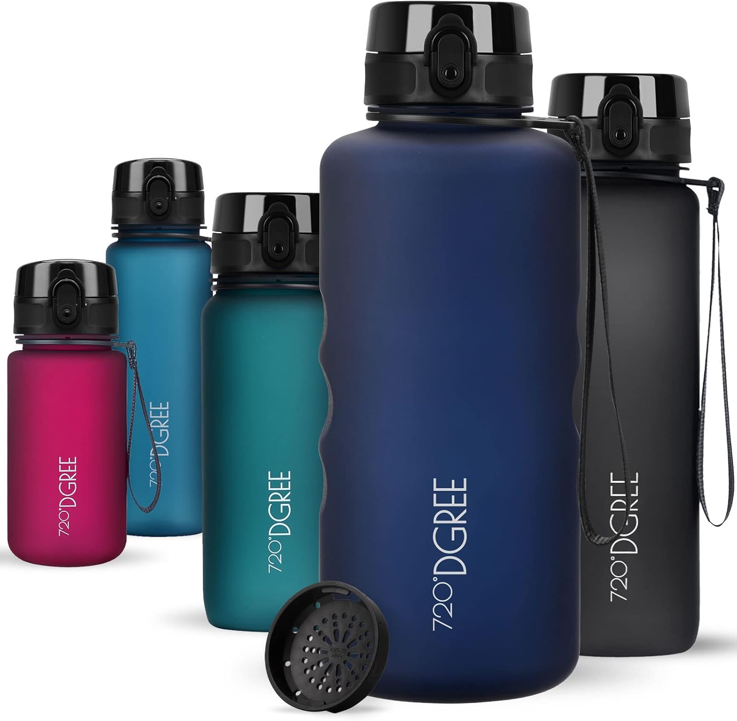 720°DGREE uberBottle Drinkfles, waterfles + fruitzeef, 350 ml, 500 ml, 650 ml, 1 l, 1,5 l, 2 l, BPA-vrij, waterdicht, lekvrij, herbruikbaar, licht, ideaal voor school, sport, fitness, fitnessstudio