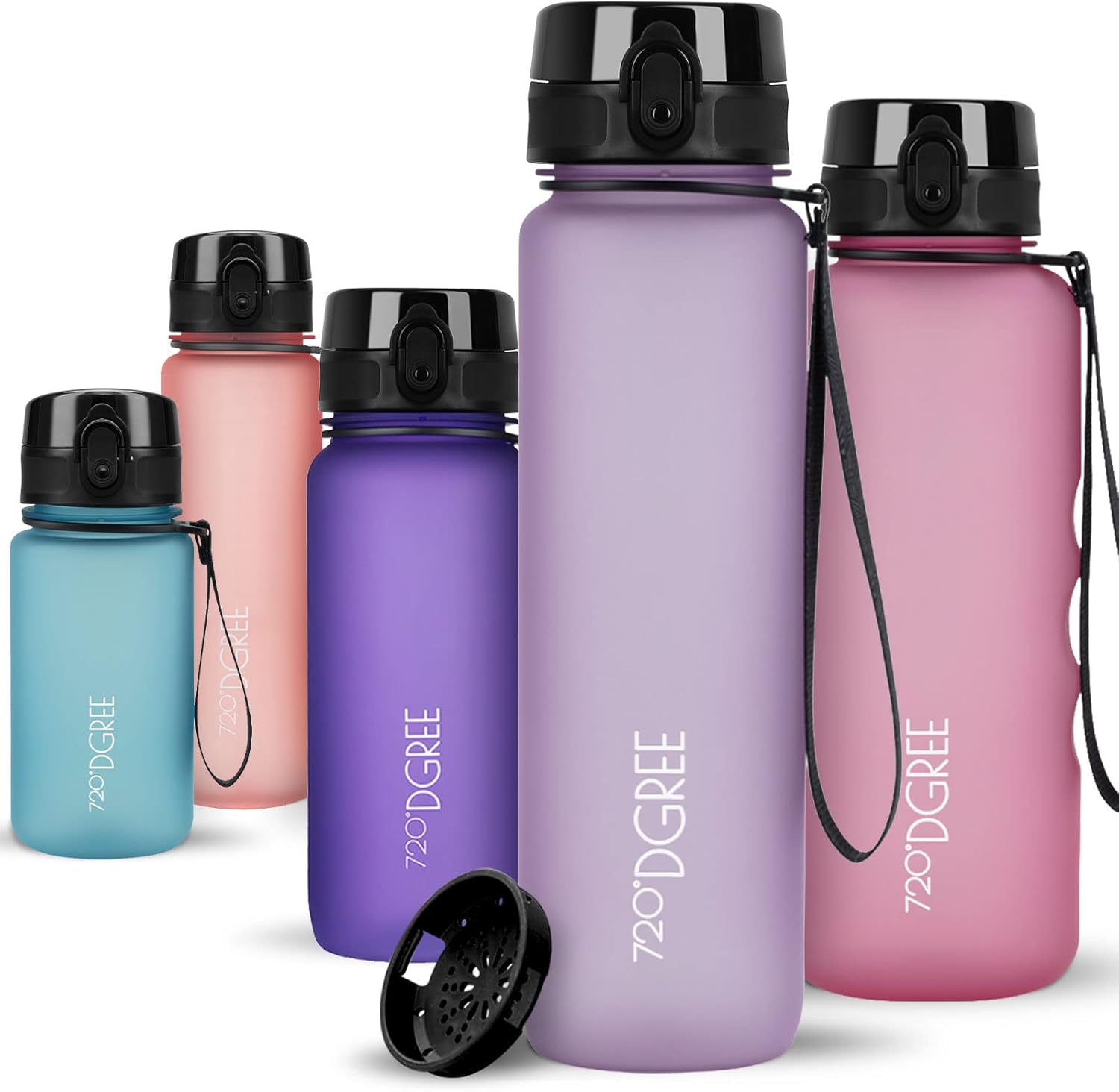 720°DGREE uberBottle Drinkfles, waterfles + fruitzeef, 350 ml, 500 ml, 650 ml, 1 l, 1,5 l, 2 l, BPA-vrij, waterdicht, lekvrij, herbruikbaar, licht, ideaal voor school, sport, fitness, fitnessstudio