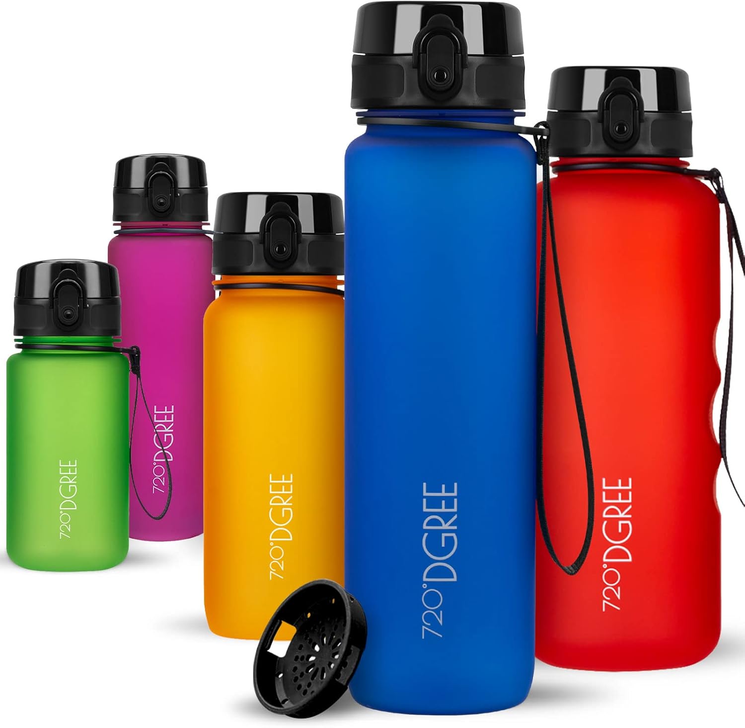 720°DGREE uberBottle Drinkfles, waterfles + fruitzeef, 350 ml, 500 ml, 650 ml, 1 l, 1,5 l, 2 l, BPA-vrij, waterdicht, lekvrij, herbruikbaar, licht, ideaal voor school, sport, fitness, fitnessstudio