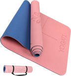 YOGATI – milieuvriendelijke yogamat - TPE, non-slip en dikke yogamat. Yoga Matten met Body Alignment Lines. Perfect Pilates Mat voor workout oefening, Gym en Fitness.