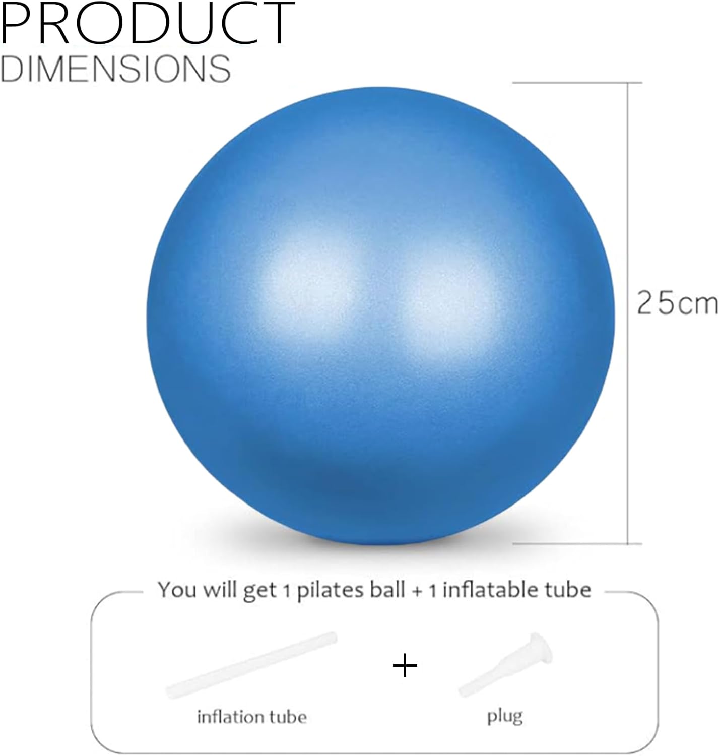 flintronic 25 cm mini pilatesbal, kleine anti-burst oefenbal voor yoga, pilates, balans, fysiotherapie, stretching en core fitness - inclusief stabiliteitsbal workoutgids