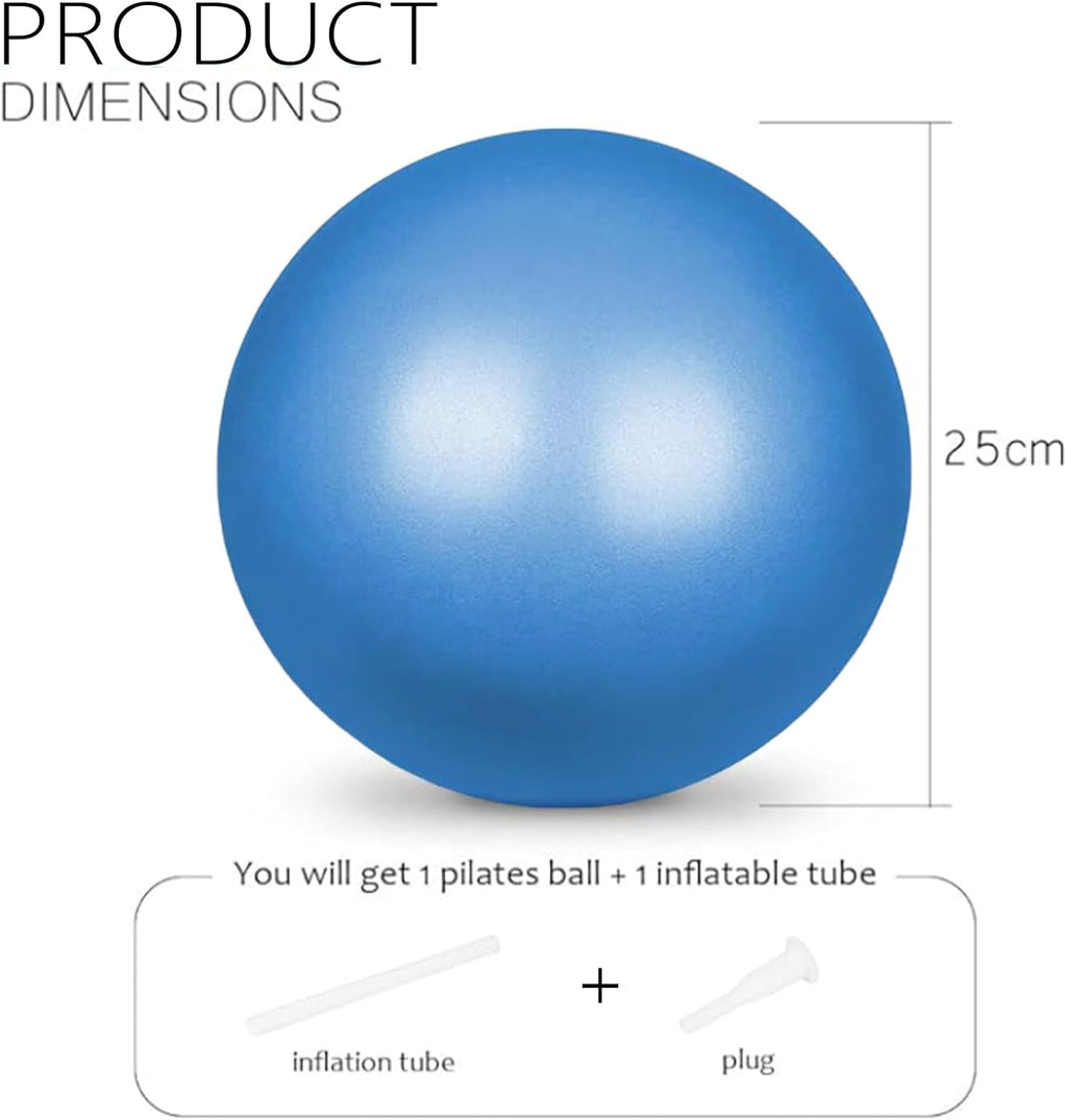 flintronic 25 cm mini pilatesbal, kleine anti-burst oefenbal voor yoga, pilates, balans, fysiotherapie, stretching en core fitness - inclusief stabiliteitsbal workoutgids