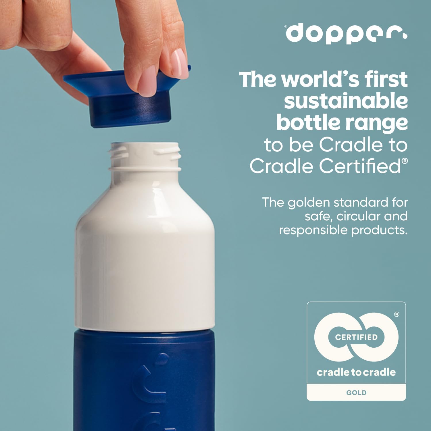 Dopper Original Drinkfles Tidal Teal 450ml - 100% Recyclebare Waterfles - BPA- en ftalaatvrij - Ideale Waterfles voor Onderweg, Fitness & Kantoor