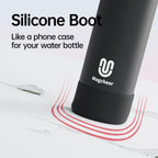 Magcheer Magnetische waterfles met telefoonhouder compatibel met MagSafe geïsoleerde sportfles voor koude dranken voor 24 uur statief fles voor reizen en fitness selfie (zwart)