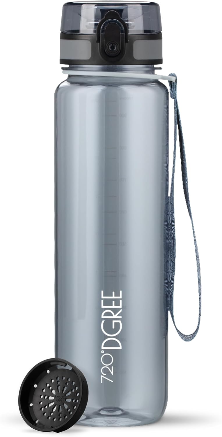 720°DGREE uberBottle Drinkfles, waterfles + fruitzeef, 350 ml, 500 ml, 650 ml, 1 l, 1,5 l, 2 l, BPA-vrij, waterdicht, lekvrij, herbruikbaar, licht, ideaal voor school, sport, fitness, fitnessstudio