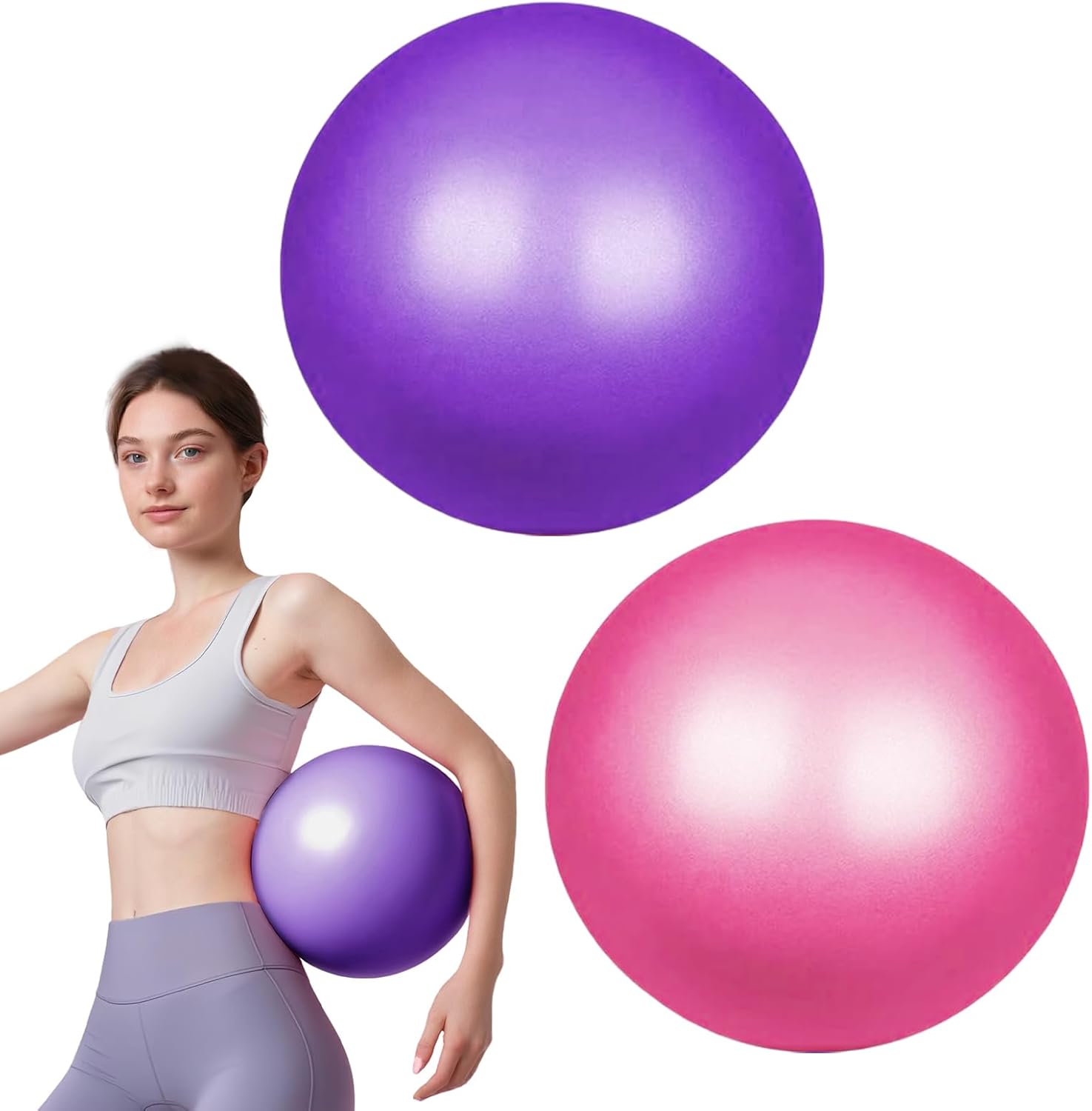 flintronic 25 cm mini pilatesbal, kleine anti-burst oefenbal voor yoga, pilates, balans, fysiotherapie, stretching en core fitness - inclusief stabiliteitsbal workoutgids