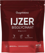 IJzer Bisglycinaat tabletten - 28 mg IJzer per portie - 400 tabletten voor 6+ maanden voorraad - Gemaakt in het Verenigd Koninkrijk - Vegan - Makkelijk slikbare mini-tabletten - Van WeightWorld