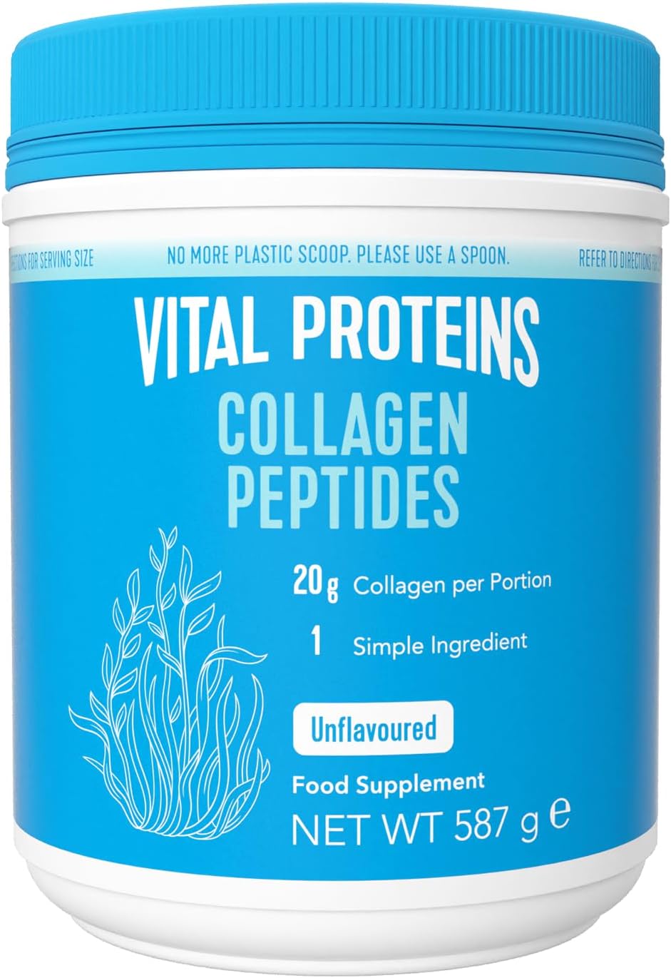 Vital Proteins Collageen Peptiden Poeder Supplement (Type I, III), Gehydrolyseerd Collageen, Ondersteuning voor Haar, Huid, Nagels, Paleodieet, Glutenvrij, Niet-GGO, 20 g per Portie, 587 g