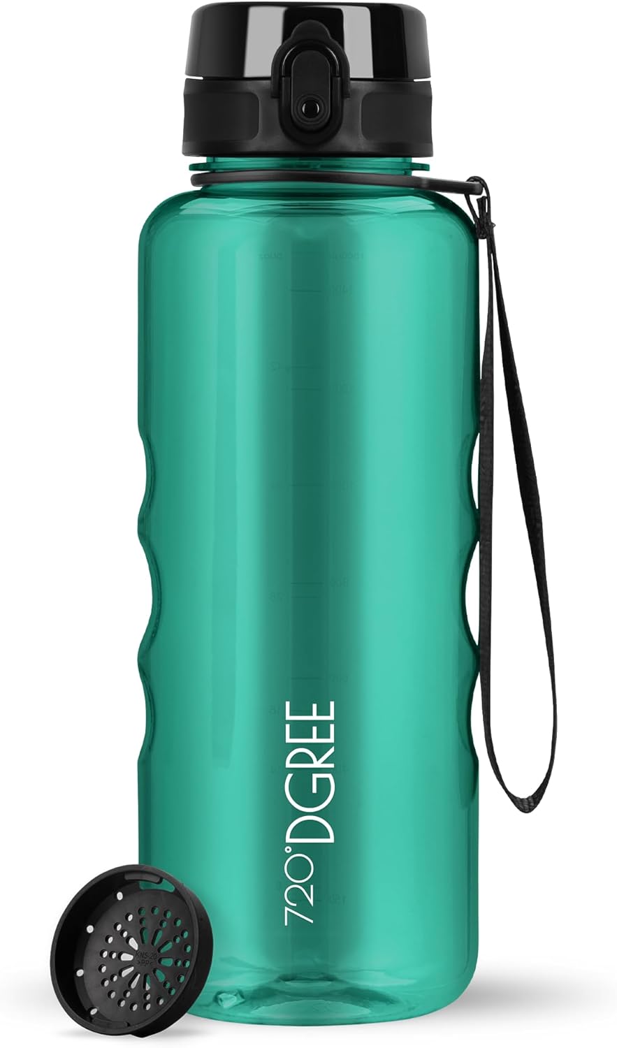 720°DGREE uberBottle Drinkfles, waterfles + fruitzeef, 350 ml, 500 ml, 650 ml, 1 l, 1,5 l, 2 l, BPA-vrij, waterdicht, lekvrij, herbruikbaar, licht, ideaal voor school, sport, fitness, fitnessstudio