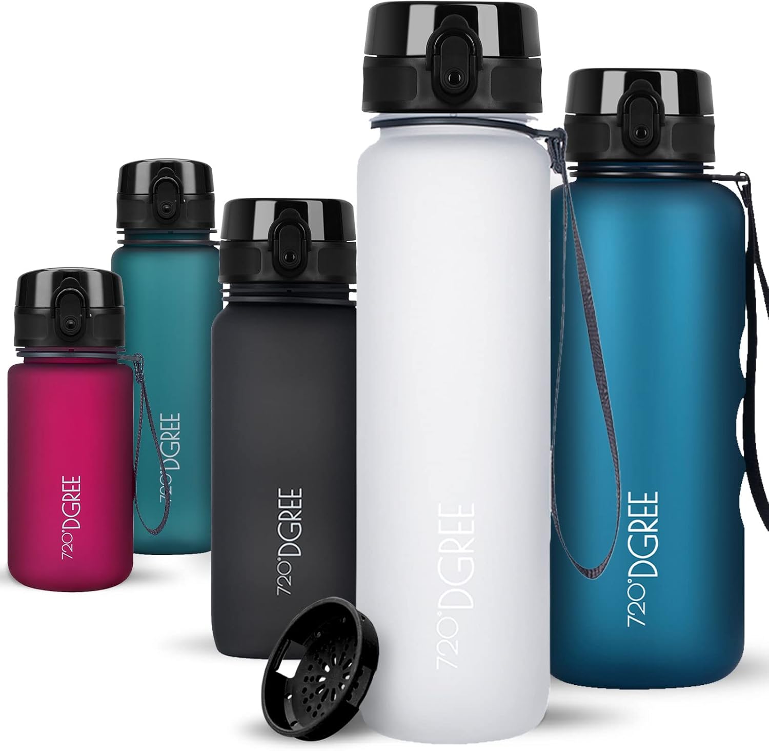 720°DGREE uberBottle Drinkfles, waterfles + fruitzeef, 350 ml, 500 ml, 650 ml, 1 l, 1,5 l, 2 l, BPA-vrij, waterdicht, lekvrij, herbruikbaar, licht, ideaal voor school, sport, fitness, fitnessstudio