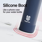 Magcheer Magnetische waterfles met telefoonhouder compatibel met MagSafe geïsoleerde sportfles voor koude dranken voor 24 uur statief fles voor reizen en fitness selfie (zwart)