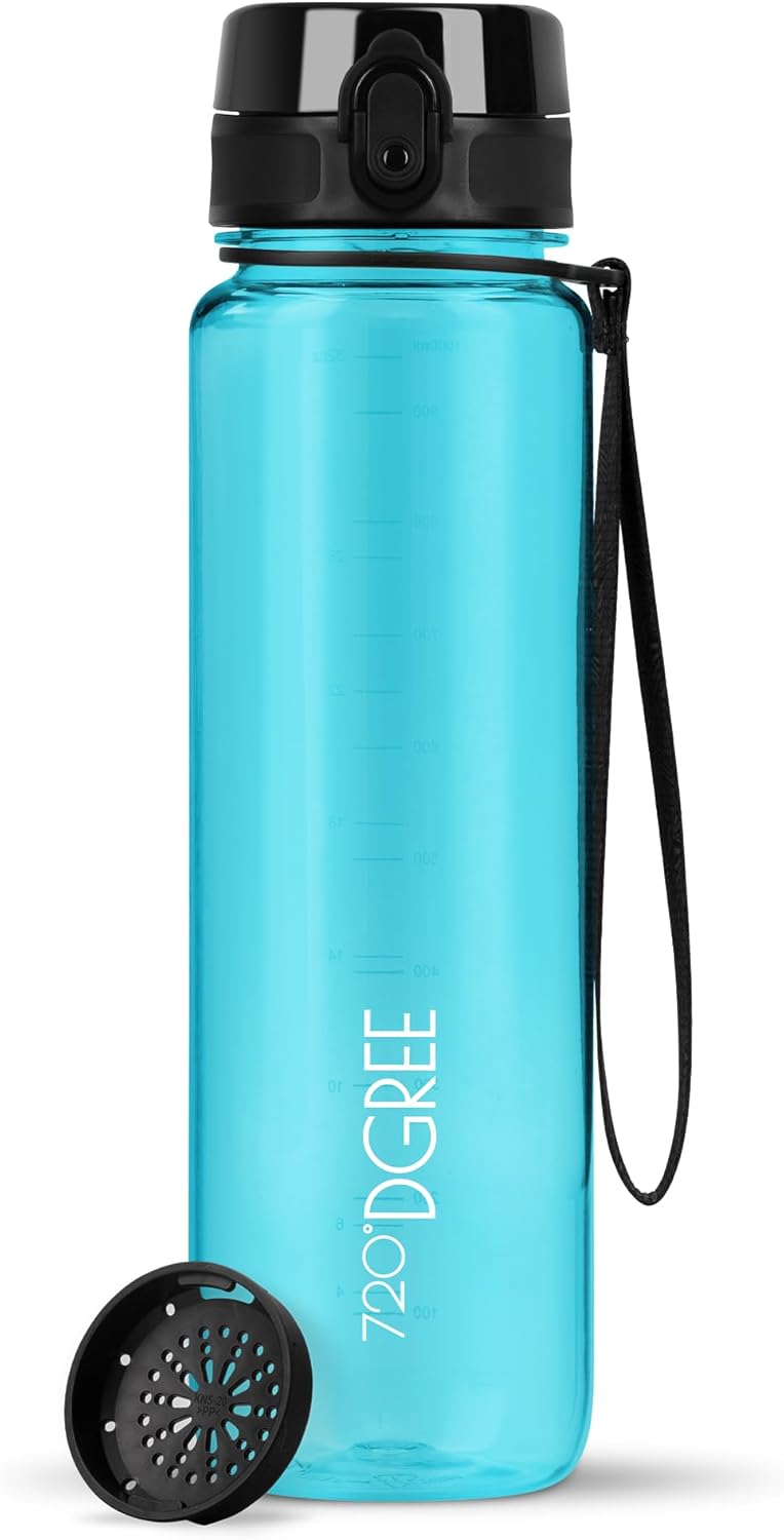 720°DGREE uberBottle Drinkfles, waterfles + fruitzeef, 350 ml, 500 ml, 650 ml, 1 l, 1,5 l, 2 l, BPA-vrij, waterdicht, lekvrij, herbruikbaar, licht, ideaal voor school, sport, fitness, fitnessstudio