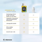 Vitamine D3 K2 hoge dosering, 180 tabletten, 5000 IE vitamine D3 + 100 mcg vitamine K2 depot, zonder onnodige toevoegingen, hoge biologische beschikbaarheid, gemaakt in Duitsland