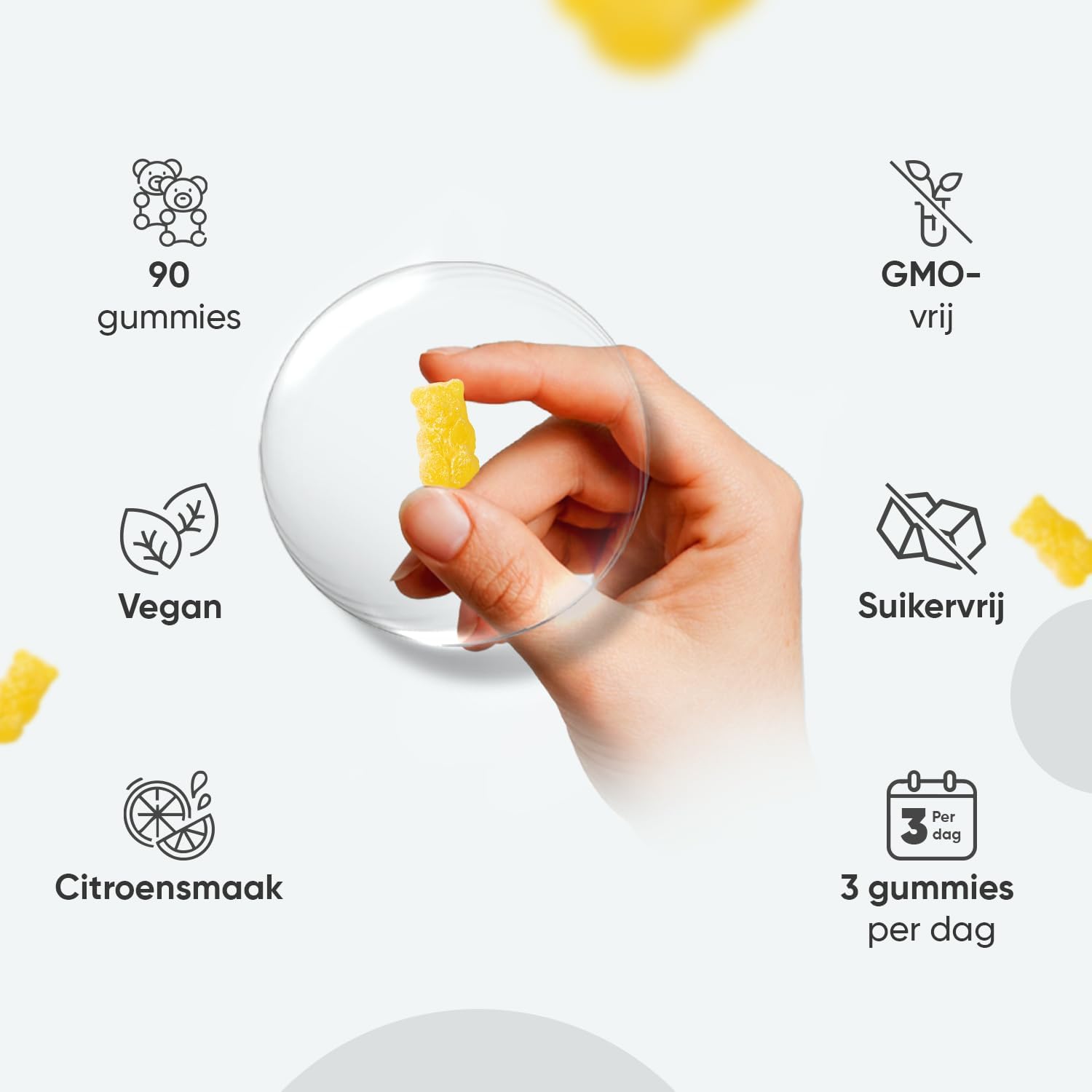 Creatine Monohydraat gummies - 5000 mg Creatine Monohydraat - 90 vegan en suikervrije gummies - Alternatief voor capsules, tabletten of poeder - Natuurlijke citroensmaak - Van WeightWorld